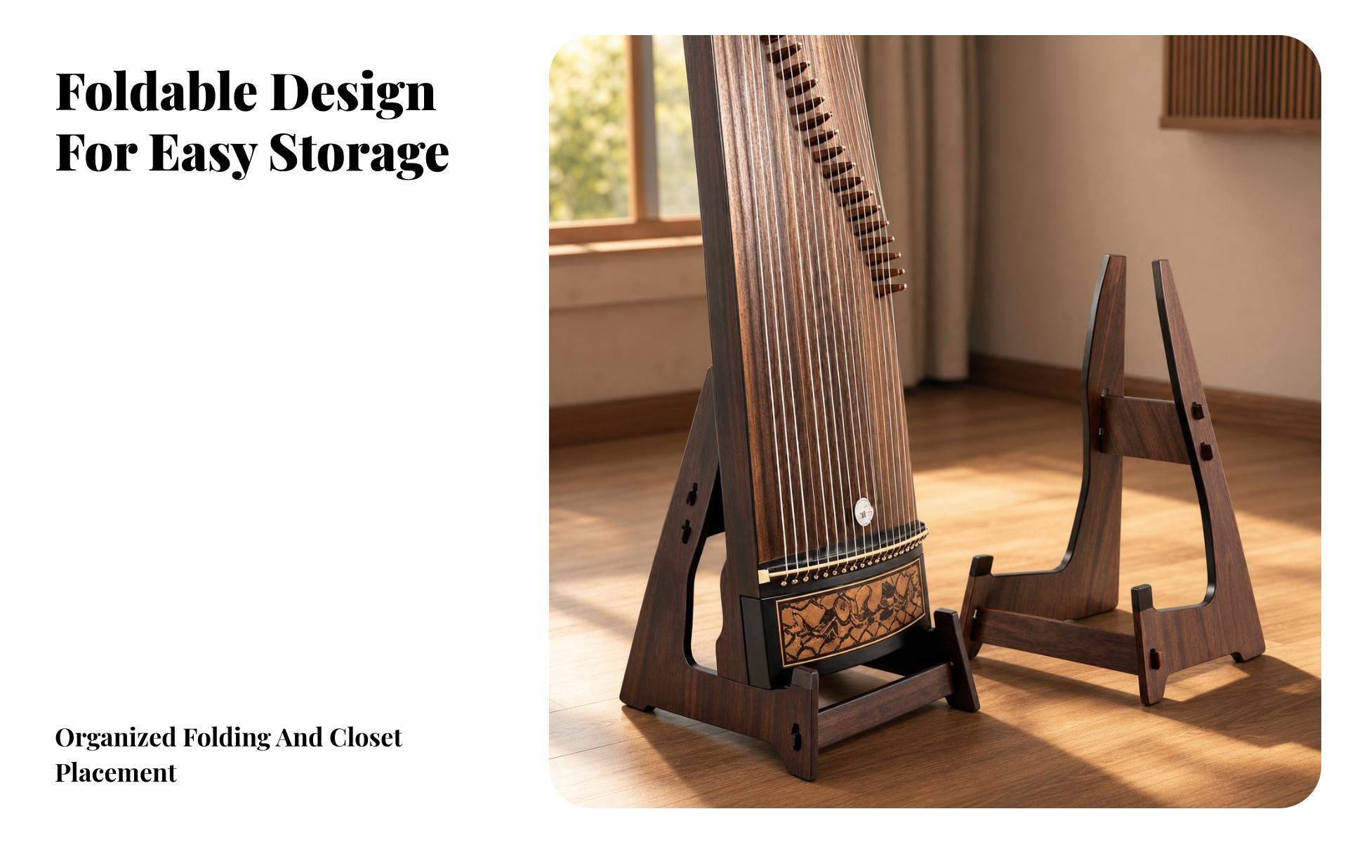 Guzheng Stand Triangular Stand for Home Practice Rooms, Music Studios, Musicians