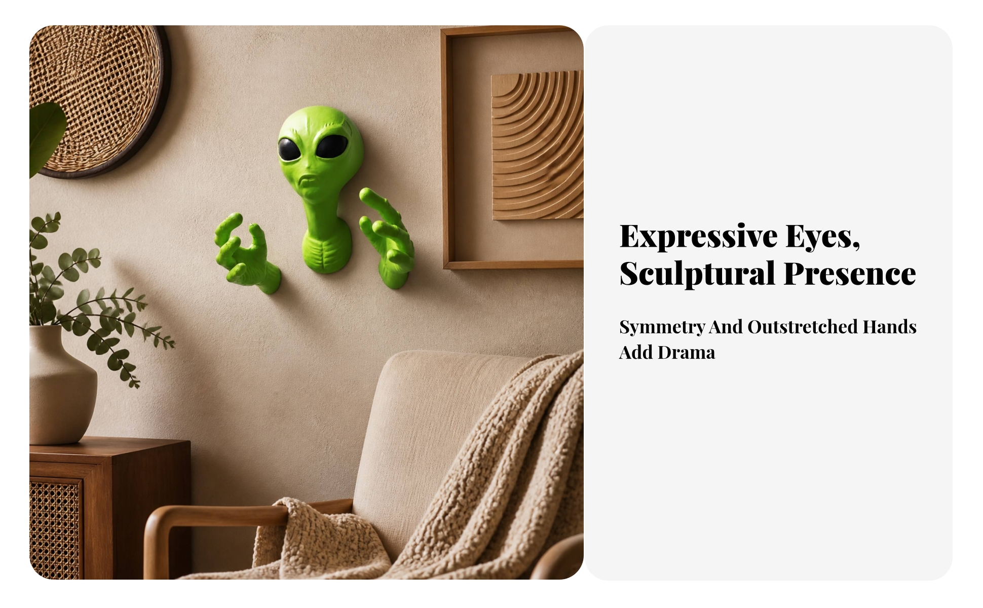 Alien-Kopf Mit Händen 3D-Effekt Alien-Wanddeko Dreidimensional Für Themenzimmer
