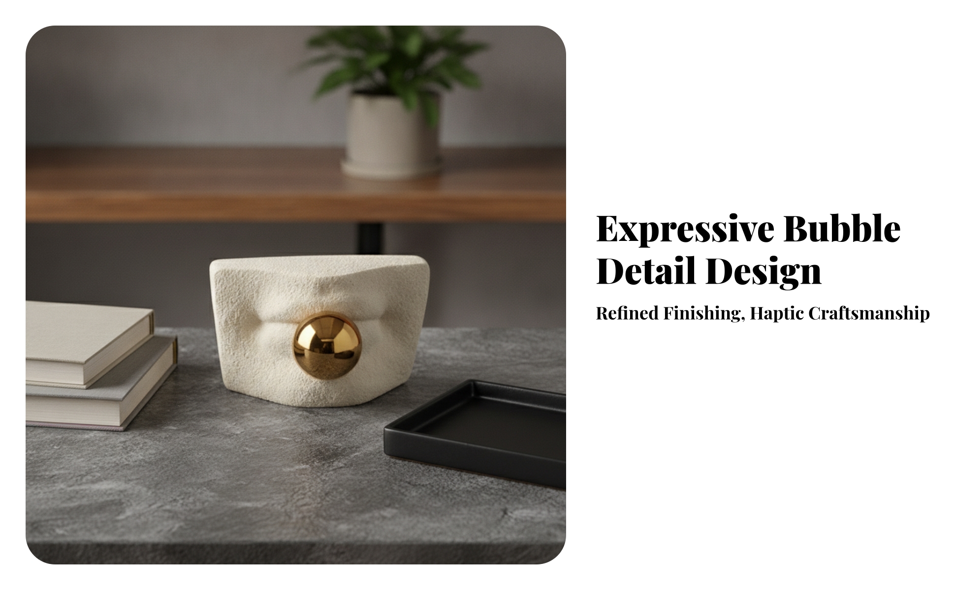 Abstract Block Ornament Minimalist Sculpture with Sphere Modern for Minimalists