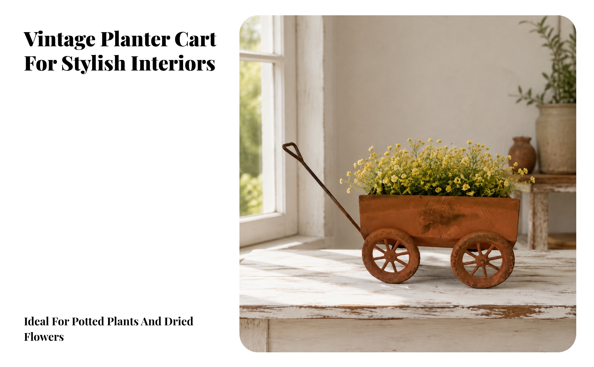 Handcart Planter Decorative Flower Cart Planter Rustic for Entryway, Gardeners
