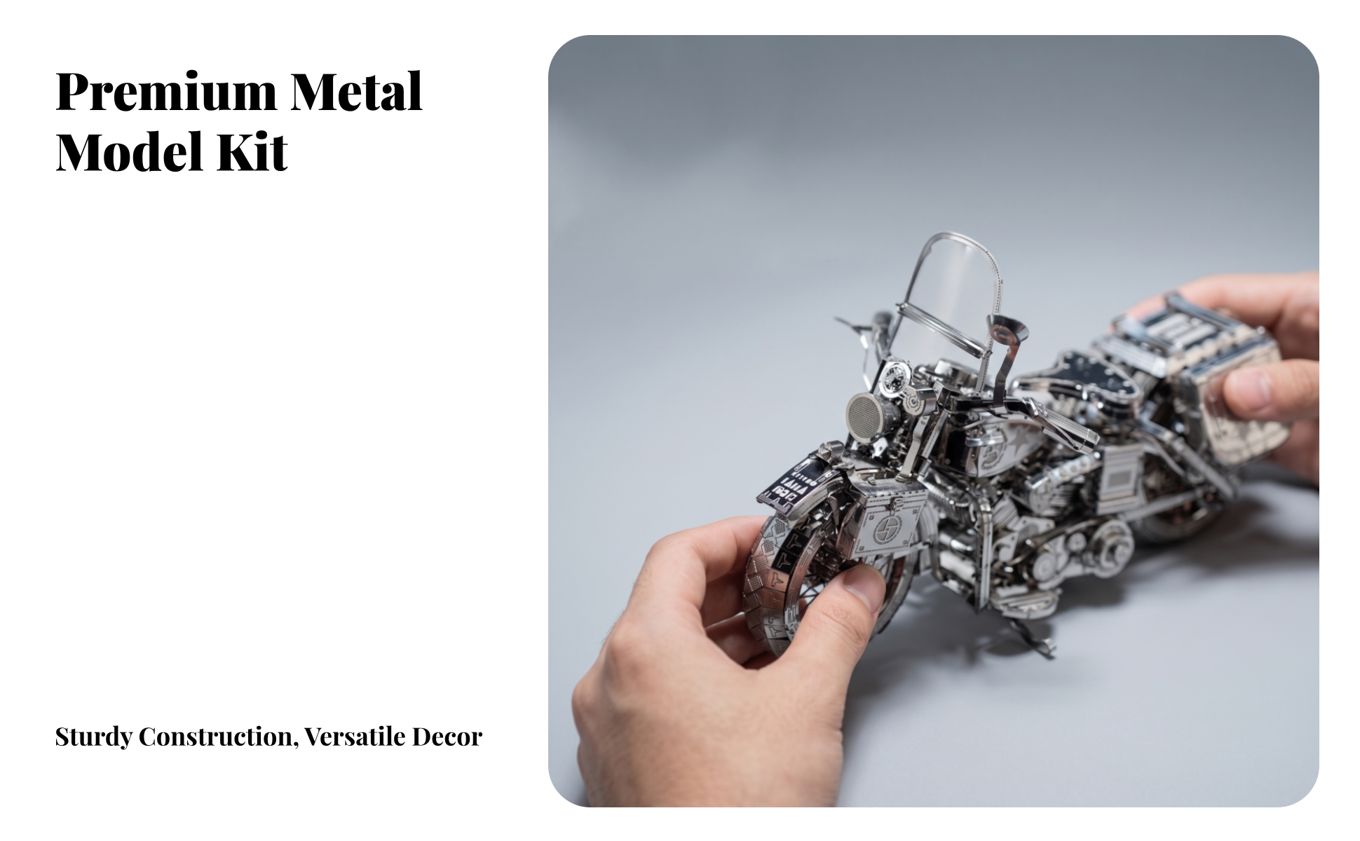 Motorcycle Metal Model Kit DIY Sportbike Motorcycle Model Kit Silver