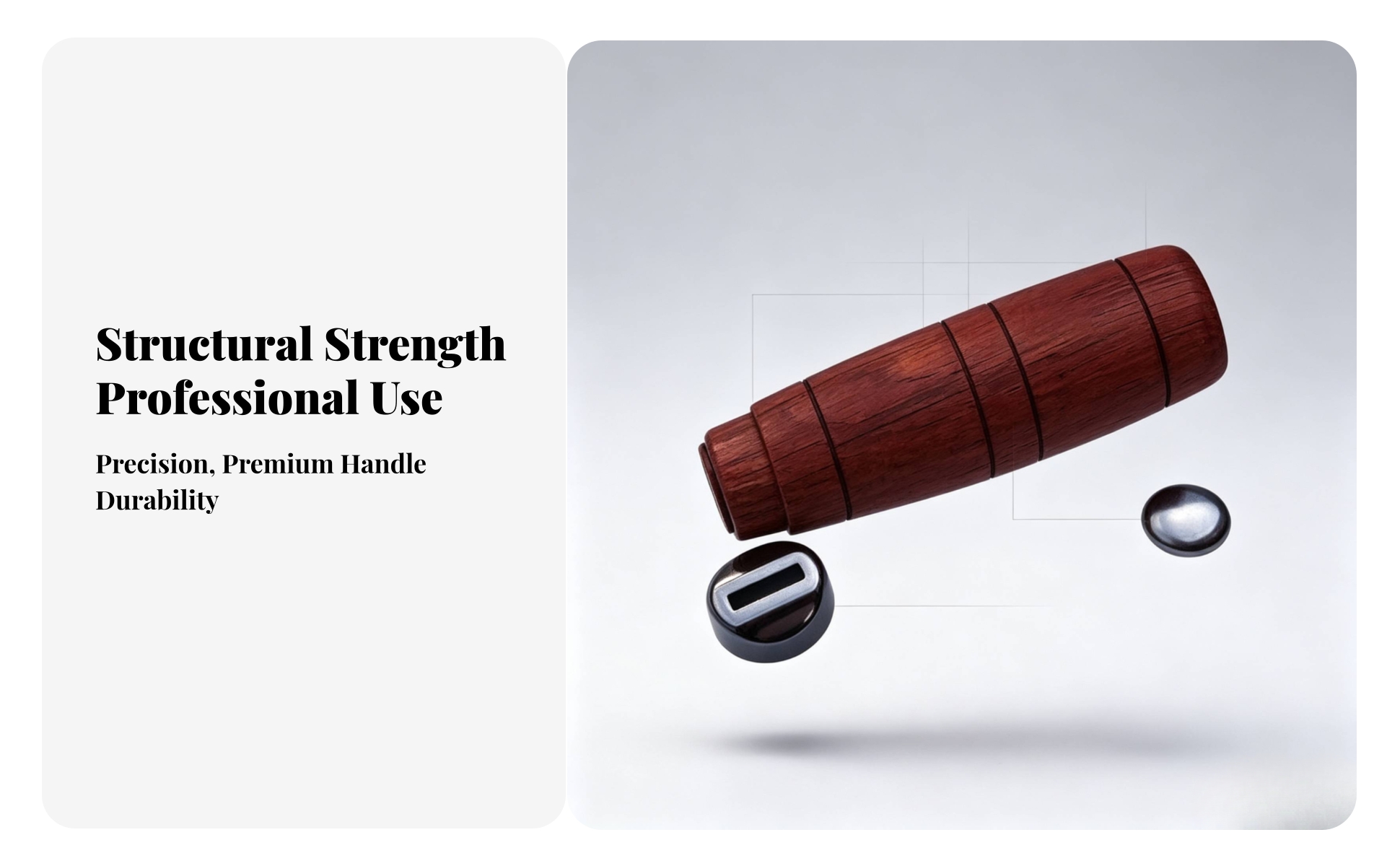 Wooden Handle with Fittings Solid Wood Wooden Grip with Metal Fittings