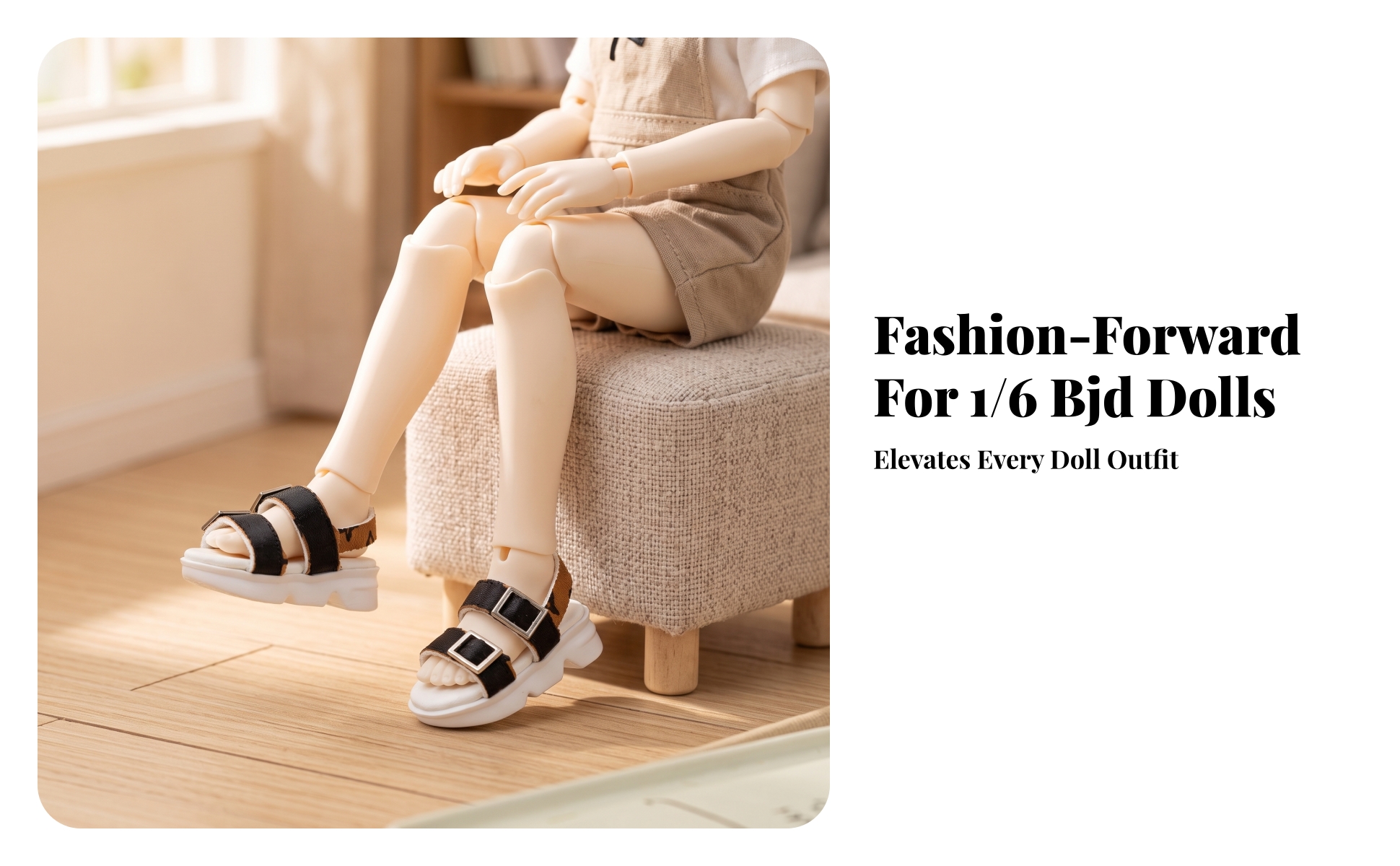 6-Point BJD Sandals Slip-on Miniature Sandals with Platform Sole Cute