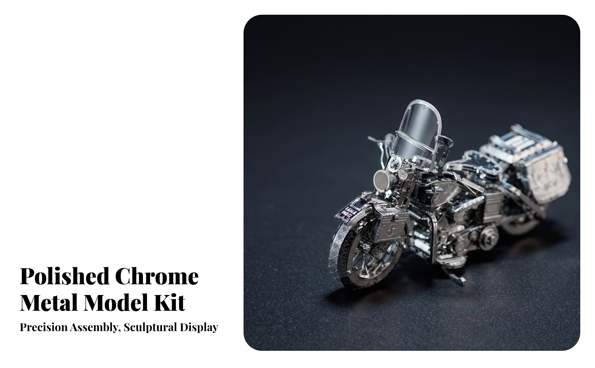 Motorcycle Metal Model Kit DIY Sportbike Motorcycle Model Kit Silver