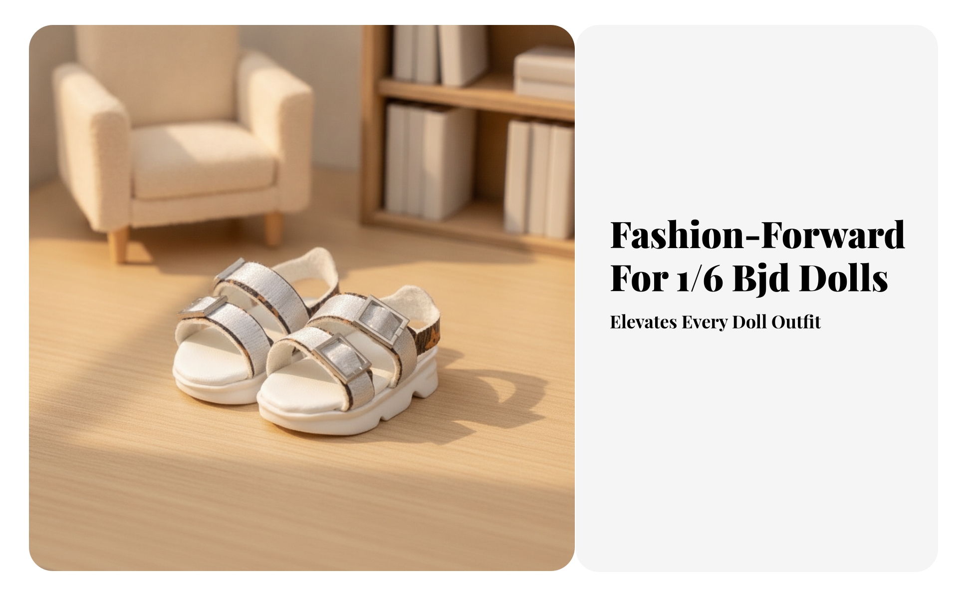 6-Point BJD Sandals Slip-on Miniature Sandals with Platform Sole Cute