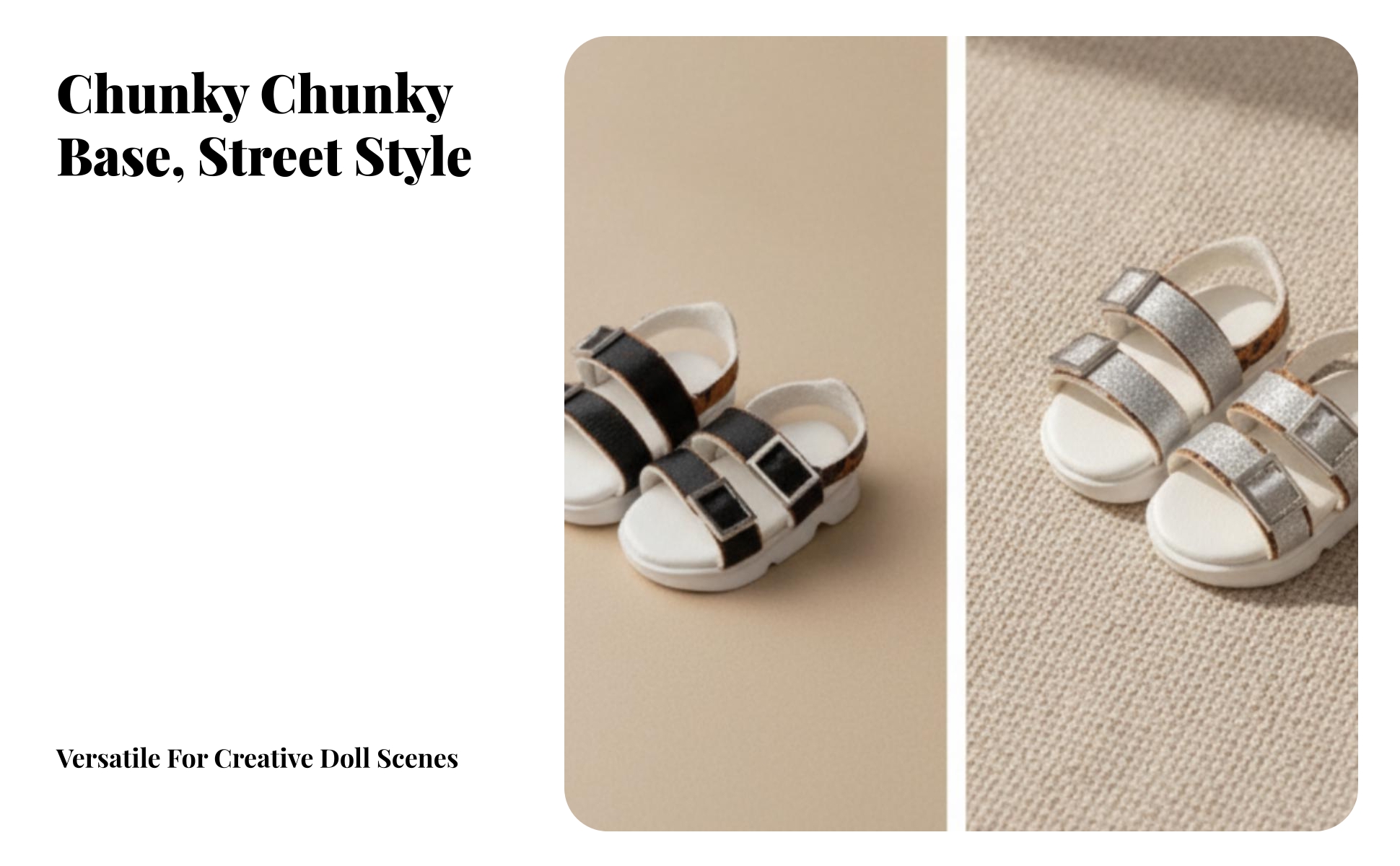 6-Point BJD Sandals Slip-on Miniature Sandals with Platform Sole Cute