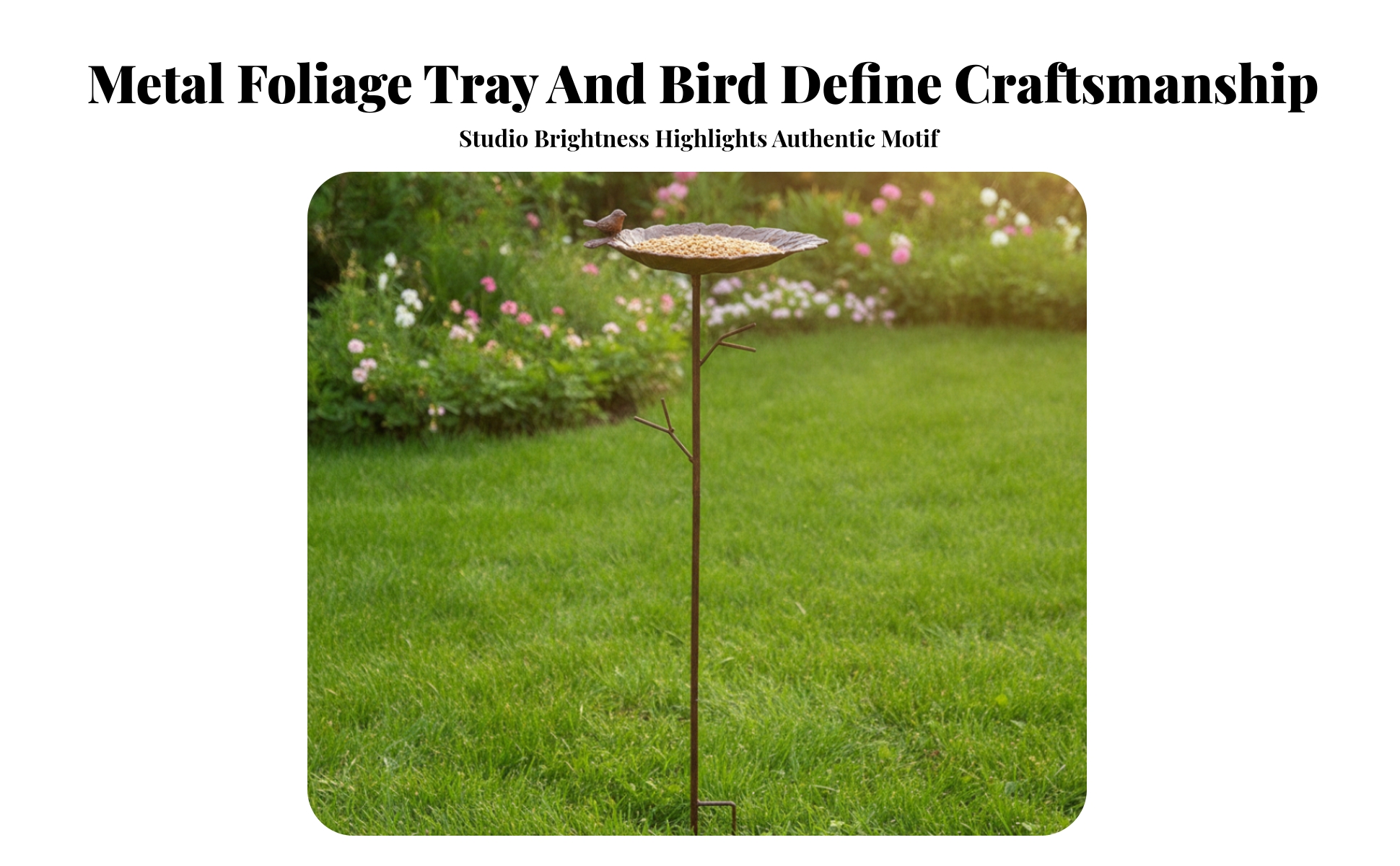 Leaf-Shaped Bird Feeder Whimsical Bird Feeder with Stake Metal for Flower Bed