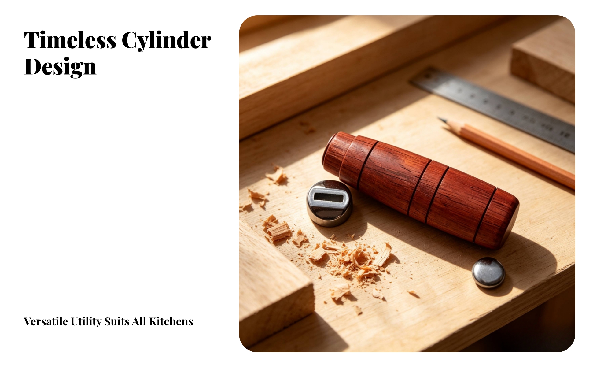Wooden Handle with Fittings Solid Wood Wooden Grip with Metal Fittings