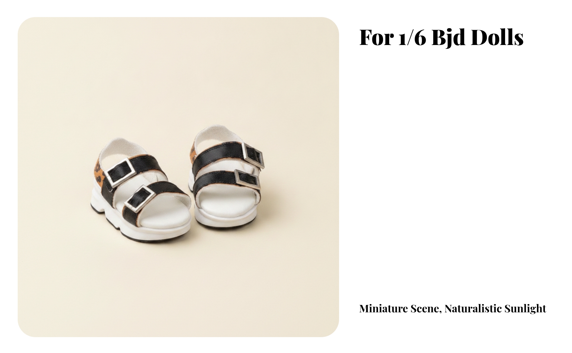 6-Point BJD Sandals Slip-on Miniature Sandals with Platform Sole Cute
