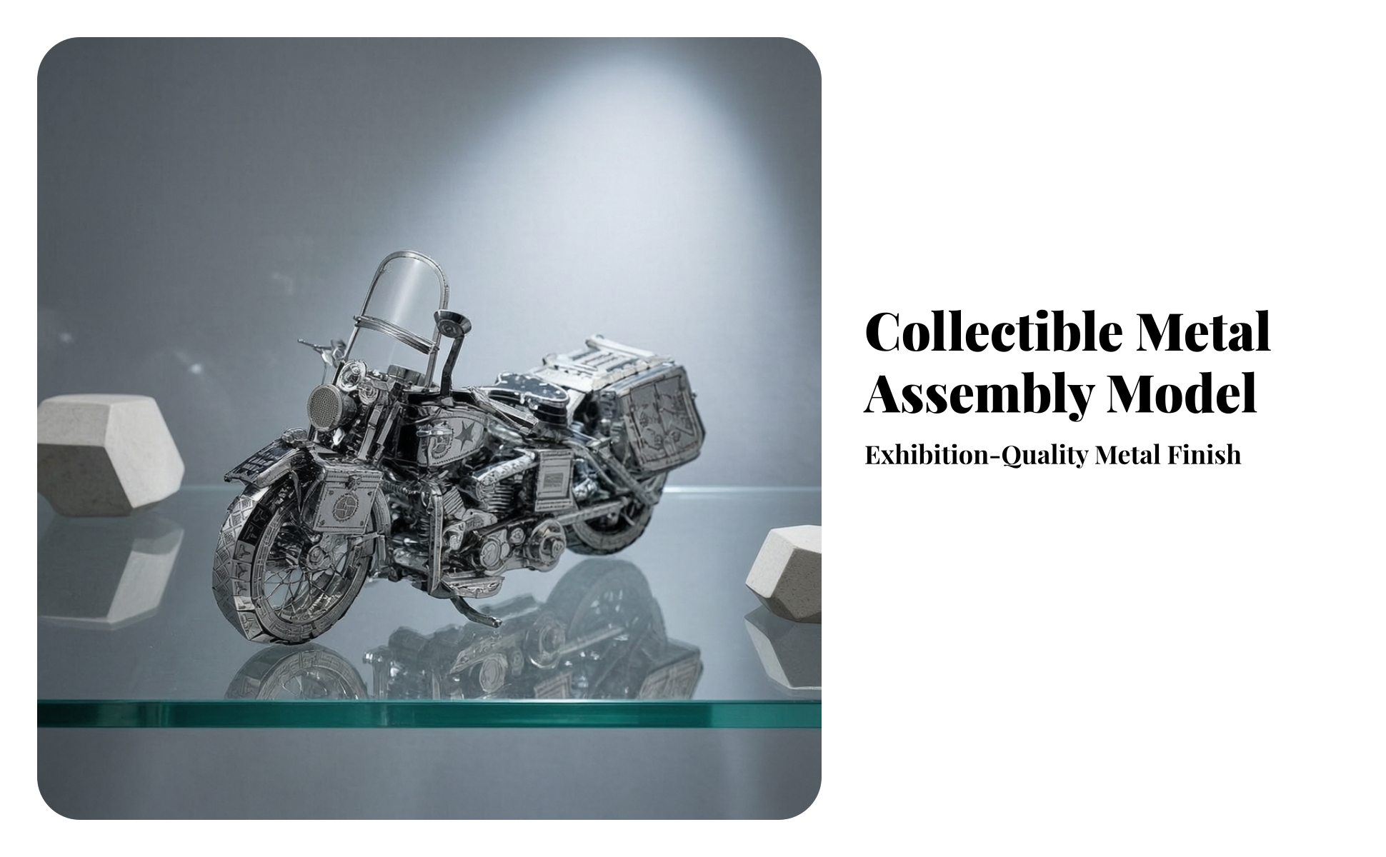 Motorcycle Metal Model Kit DIY Sportbike Motorcycle Model Kit Silver