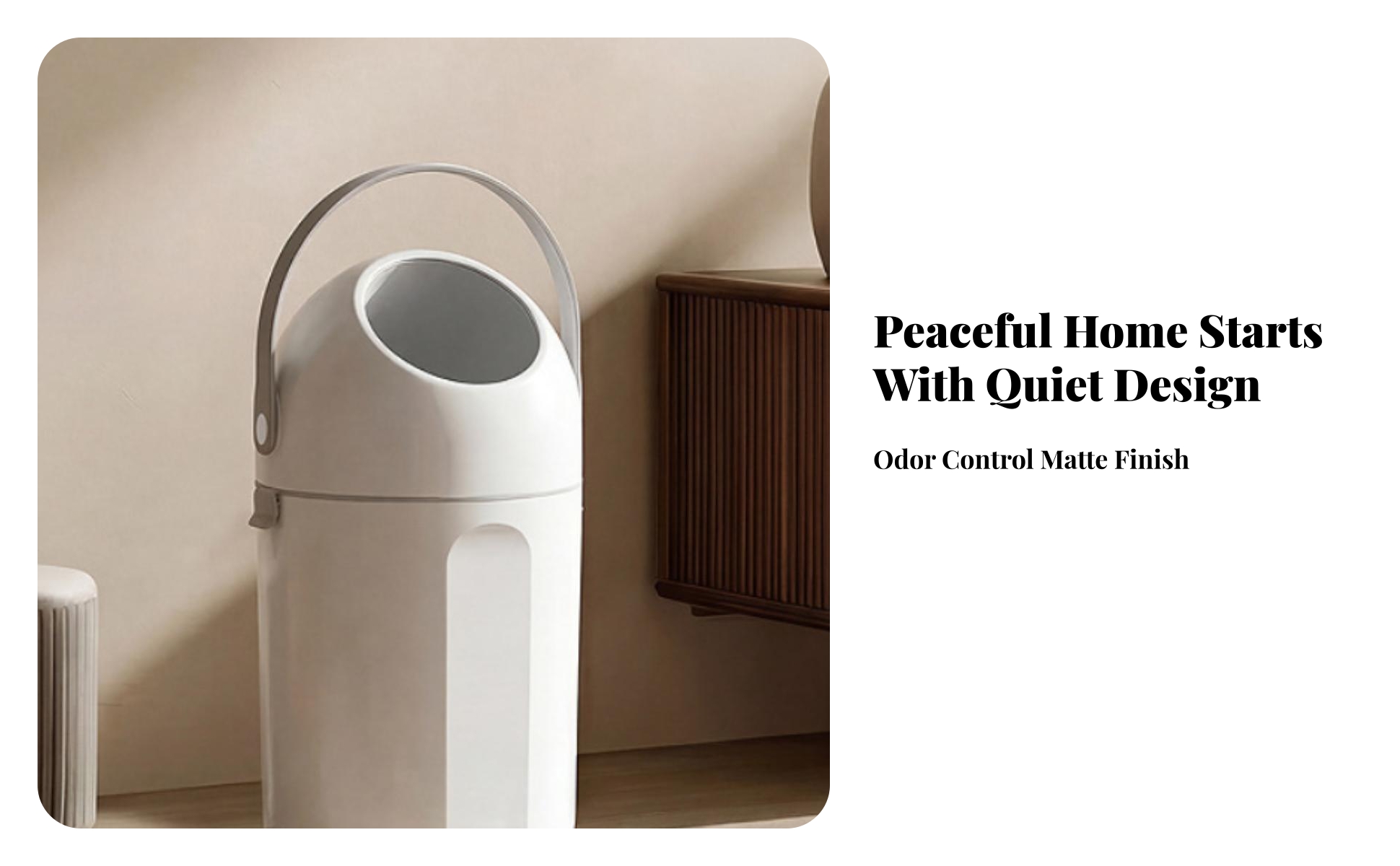Diaper Waste Bin with Rotating Lid Odor-Locking Diaper Pail Slow-Close