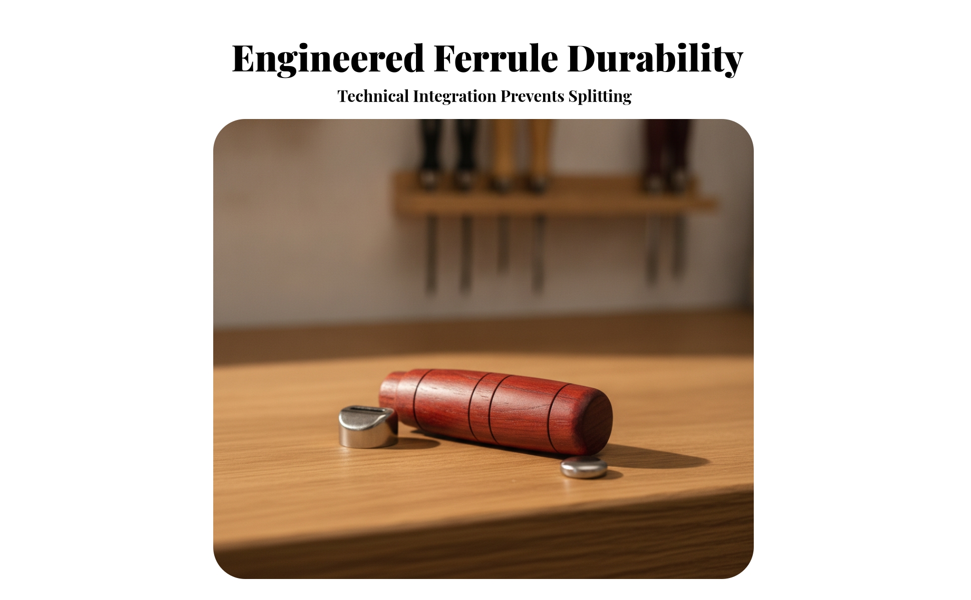 Wooden Handle with Fittings Solid Wood Wooden Grip with Metal Fittings