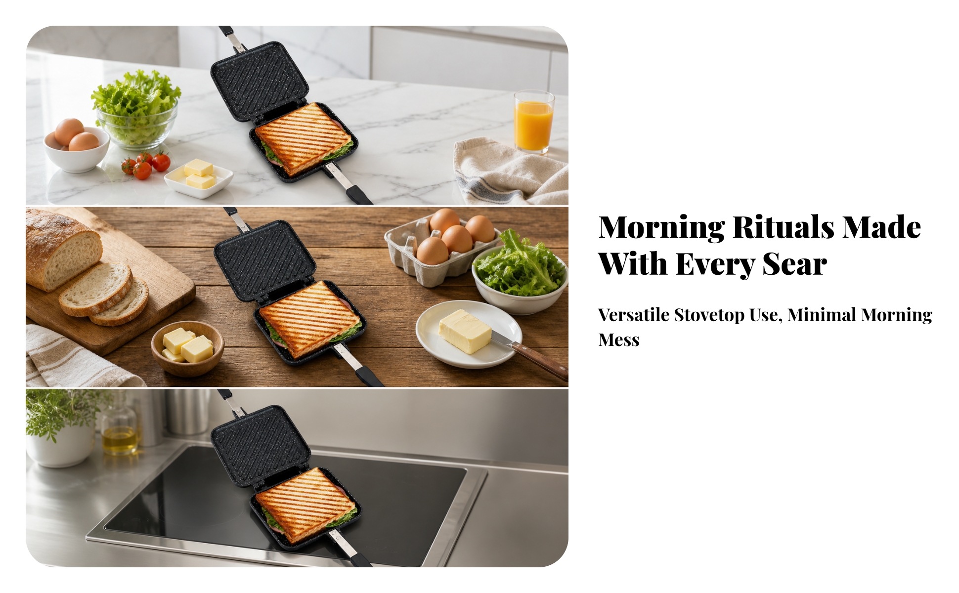 Double-Sided Sandwich Pan Induction Compatible Double-Sided Sandwich Grill