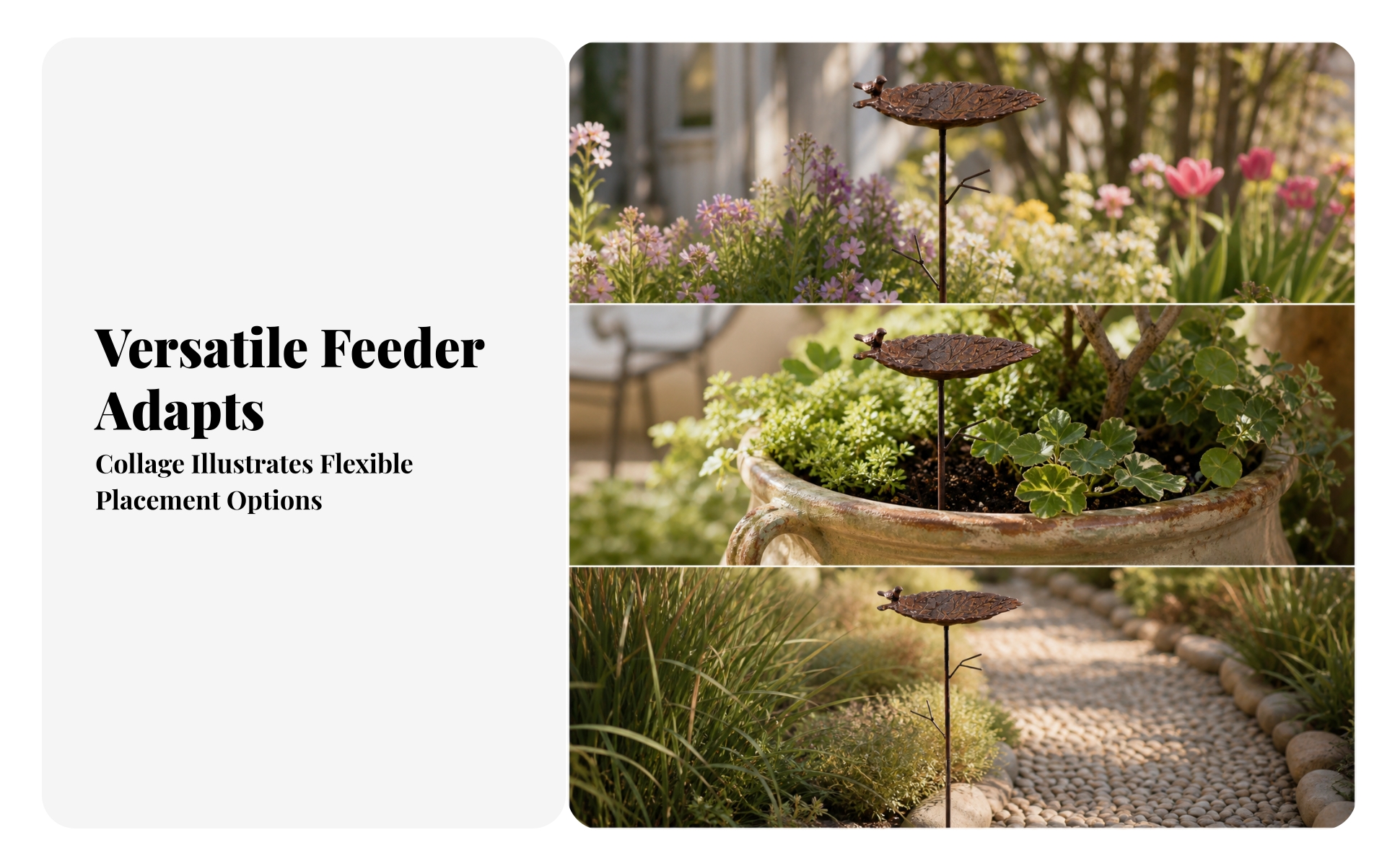 Leaf-Shaped Bird Feeder Whimsical Bird Feeder with Stake Metal for Flower Bed