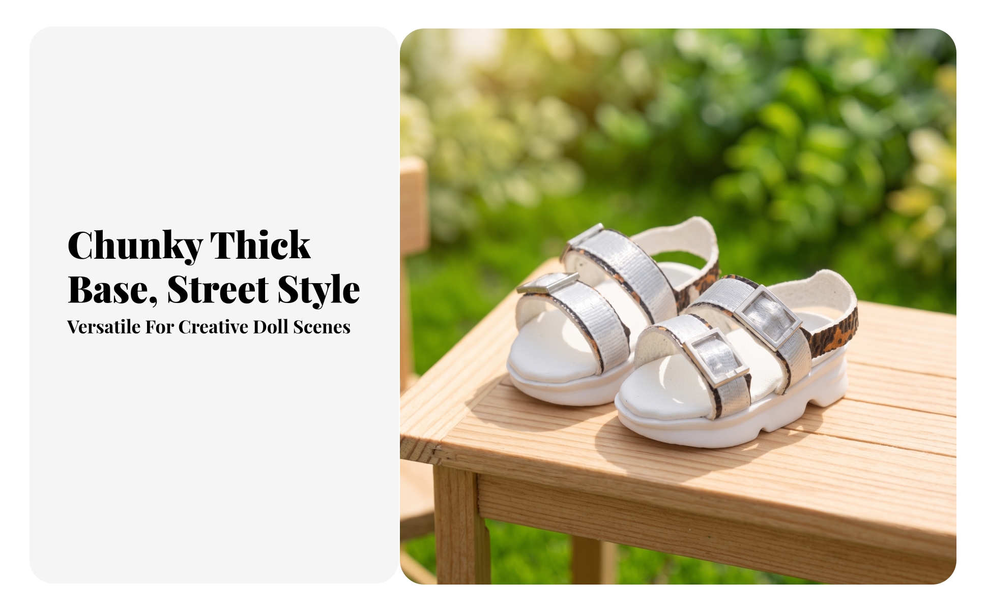 6-Point BJD Sandals Slip-on Miniature Sandals with Platform Sole Cute