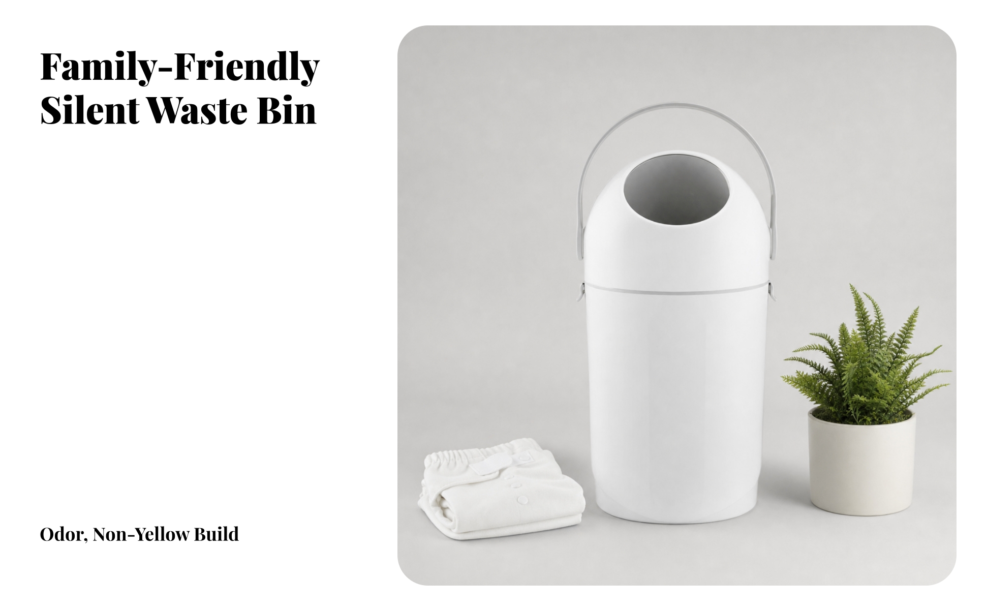 Diaper Waste Bin with Rotating Lid Odor-Locking Diaper Pail Slow-Close