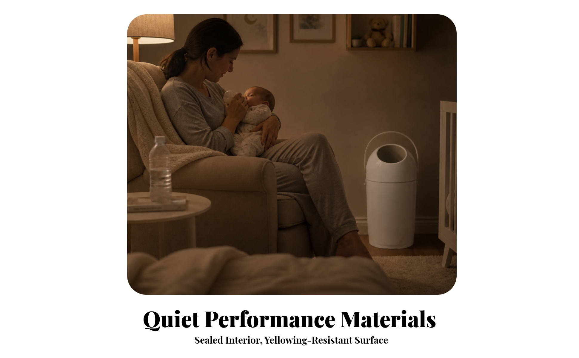Diaper Waste Bin with Rotating Lid Odor-Locking Diaper Pail Slow-Close