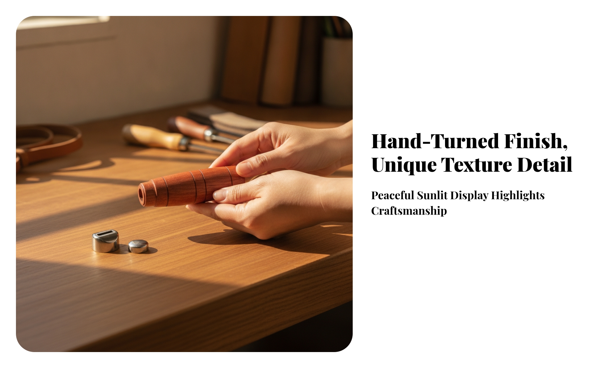 Wooden Handle with Fittings Solid Wood Wooden Grip with Metal Fittings