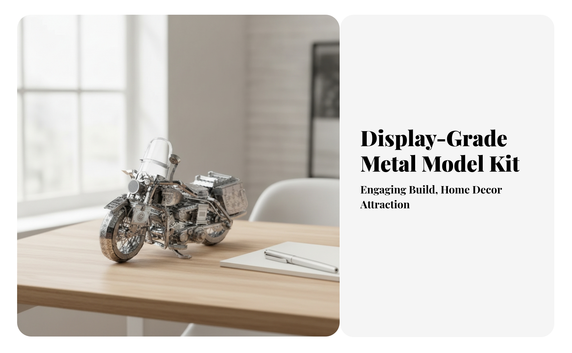 Motorcycle Metal Model Kit DIY Sportbike Motorcycle Model Kit Silver