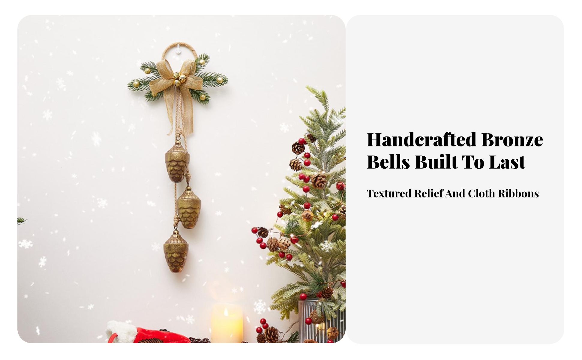 Christmas Hanging Ornament with Rope Loop Easy to Hang Metal Ornament with Bells