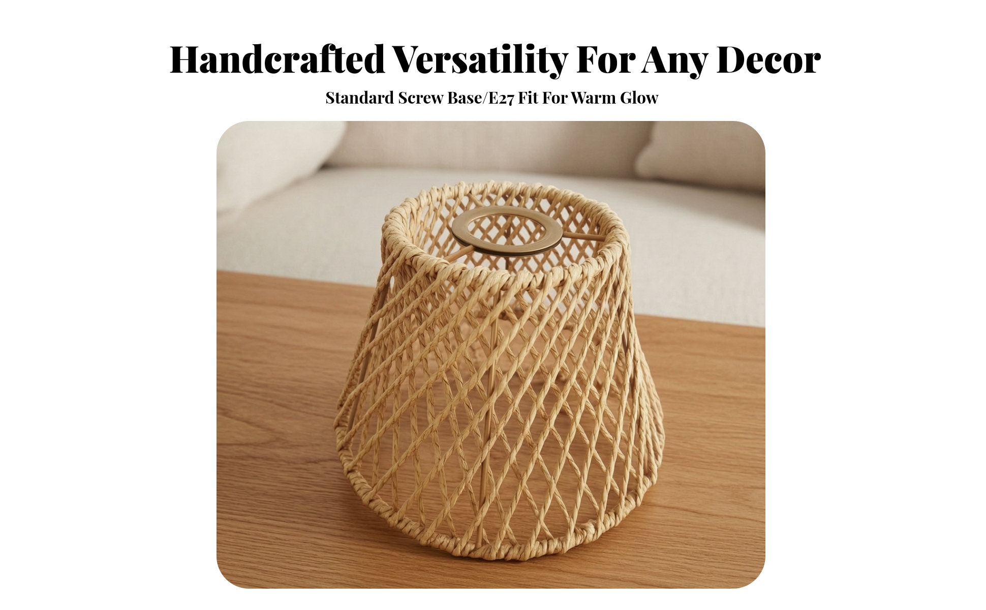 Woven Paper Rope Lamp Shade Handwoven Pendant Lamp Shade Natural for Dining Room