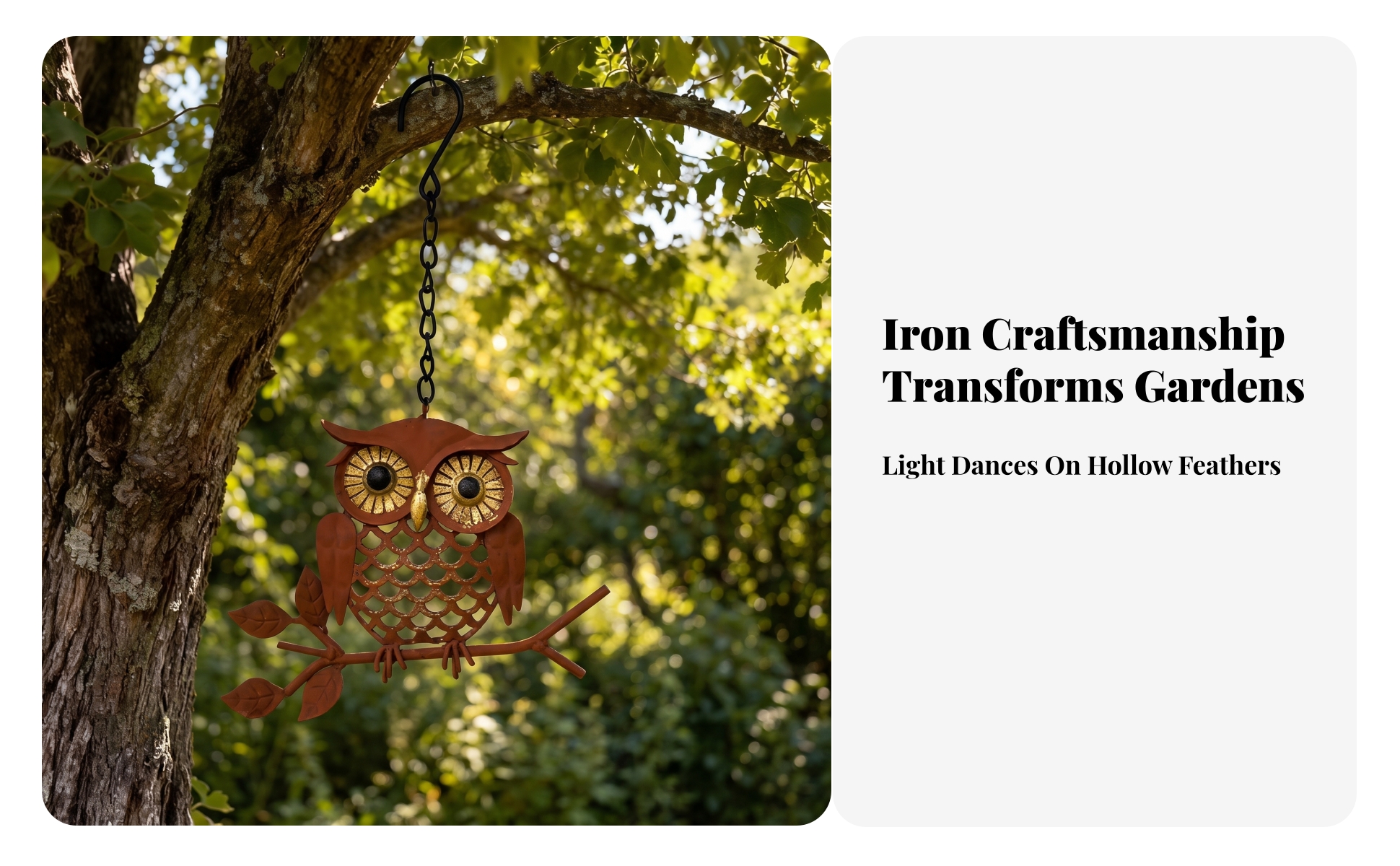 Metal Owl Sculpture Rust-Resistant Hanging Garden Ornament Rustic for Courtyard
