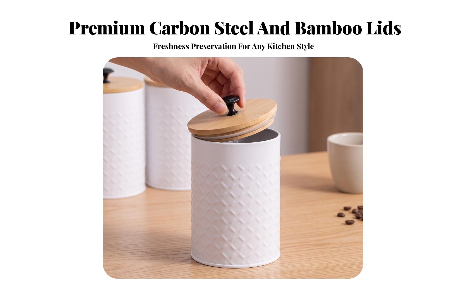 3 Pieces Kitchen Canister Set Stylish Canisters with Bamboo Lids Modern