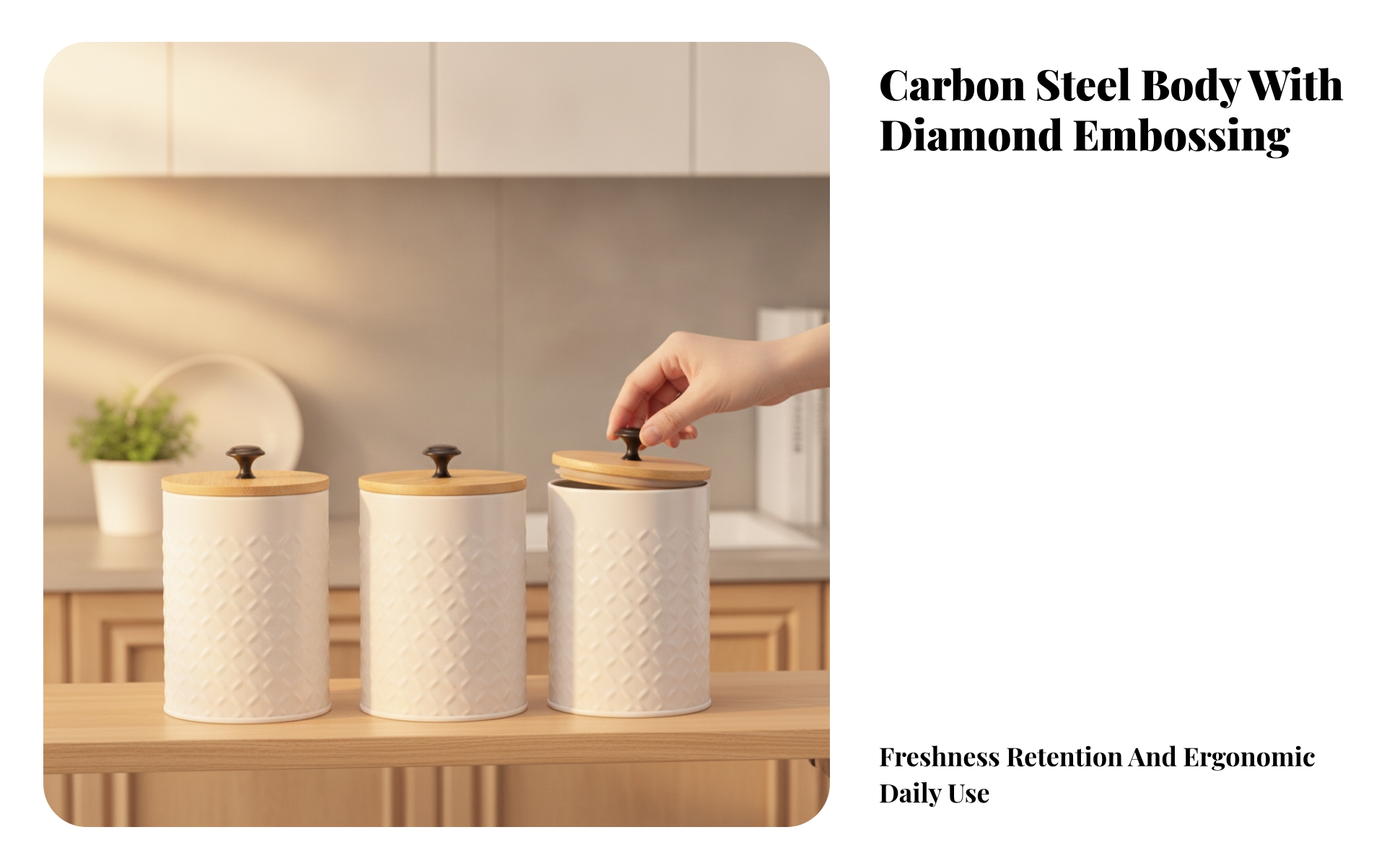 3 Pieces Kitchen Canister Set Stylish Canisters with Bamboo Lids Modern