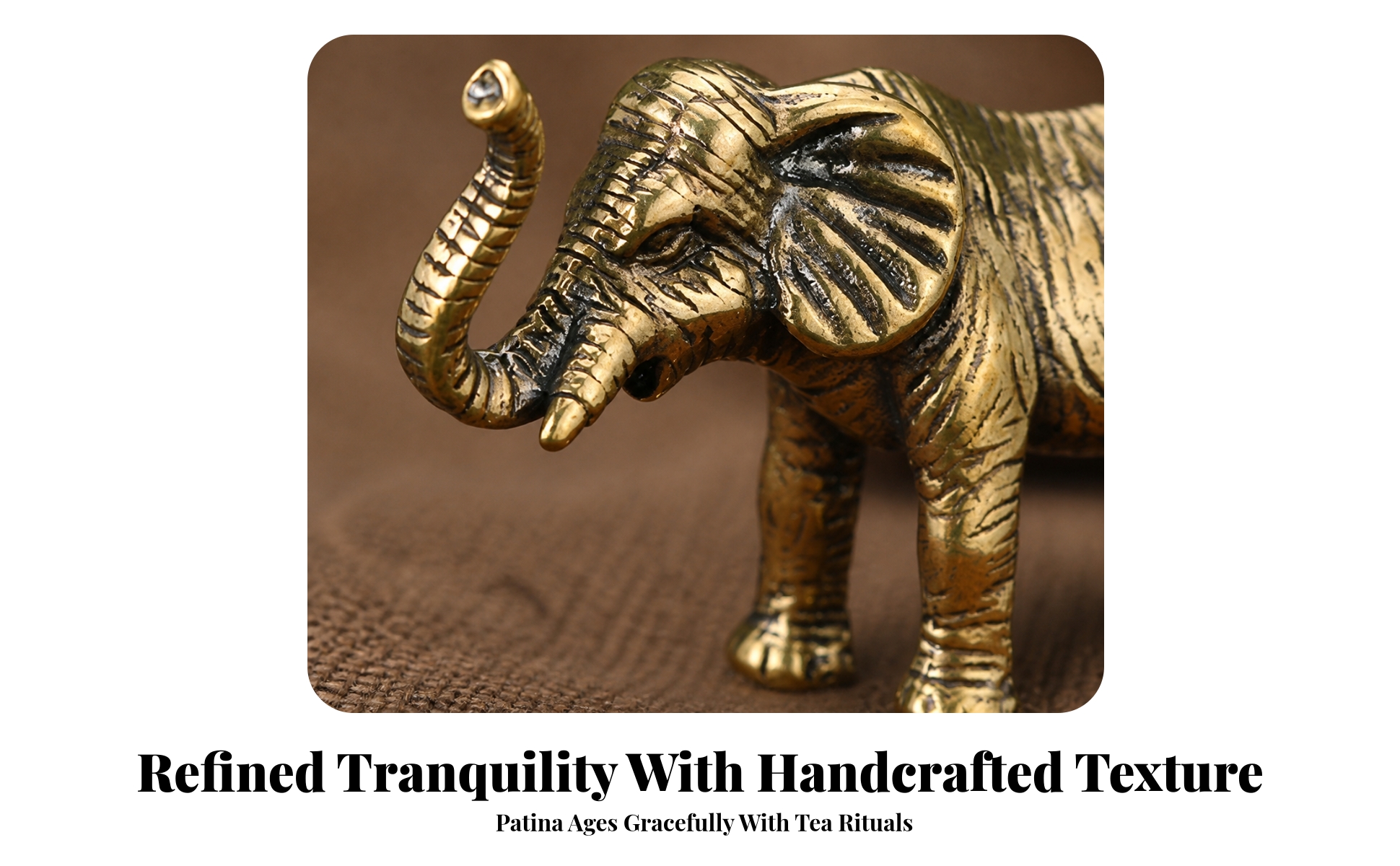 Elephant Figurine with Raised Trunk Antique-Style Brass Elephant Figurine