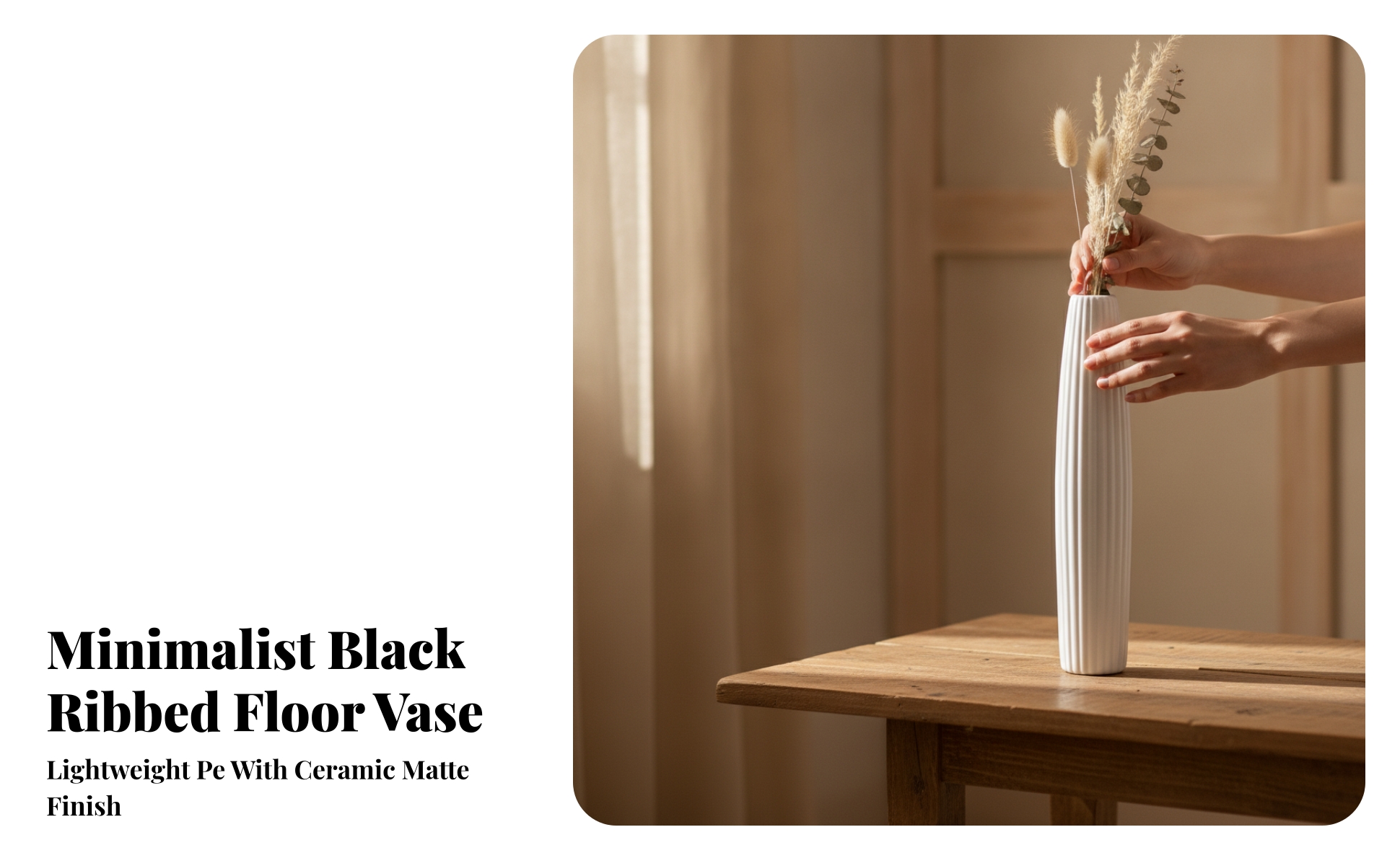Blow-Molded Floor Vase Nordic Style for Fortunate Bamboo Display, Reading Nook