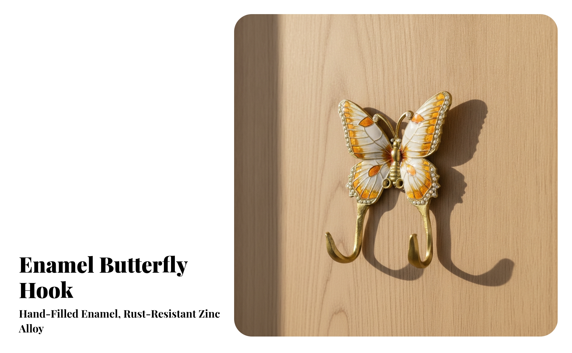 Butterfly Wall Hook Gold-Tone Butterfly Wall Hanger Elegant for Entryway, Closet