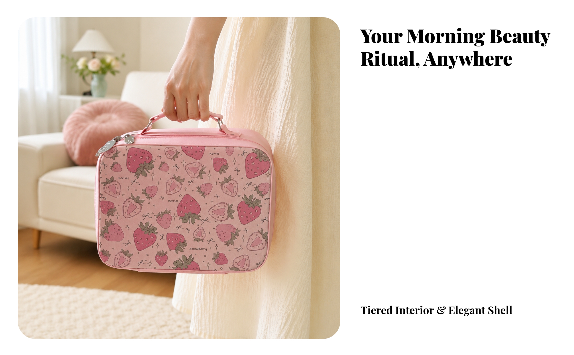 Cosmetic Case with Mirror Portable Makeup Bag with Mirror Hard-Shell for Travel