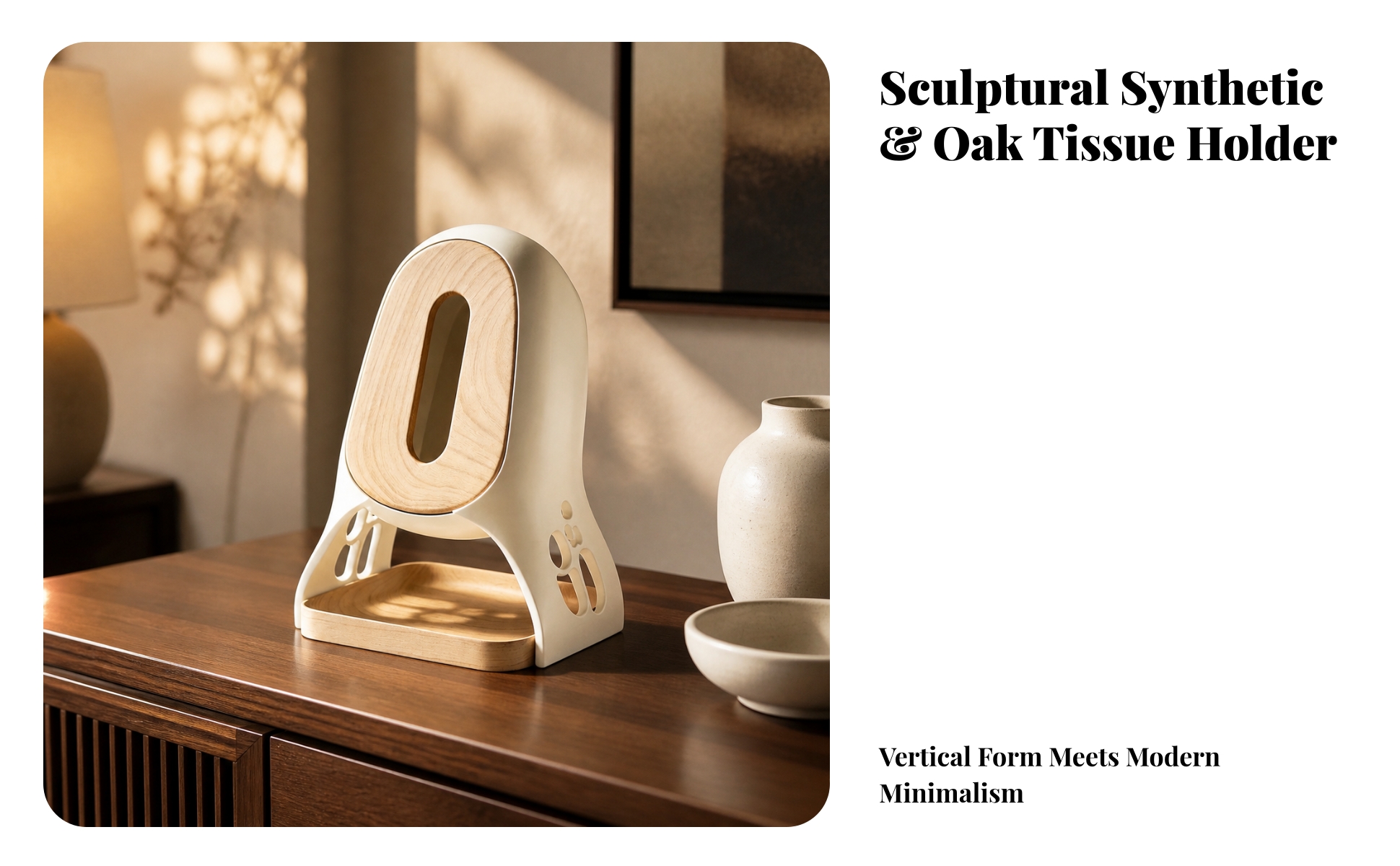 Tissue Box with Storage Tray Decorative for Living Room, Bathroom