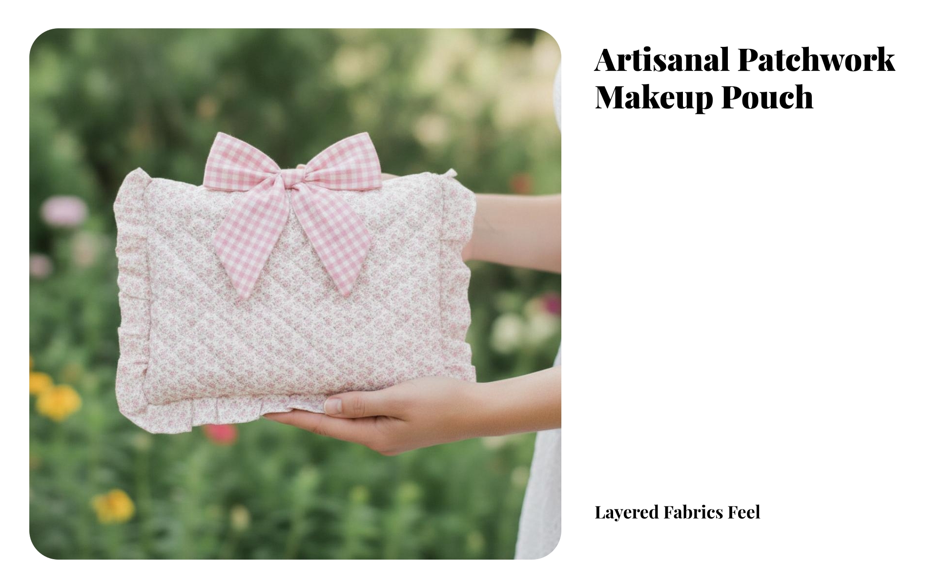 Quilted Cosmetic Bag Portable Cotton Toiletry Pouch Travel for Vanity, Travelers