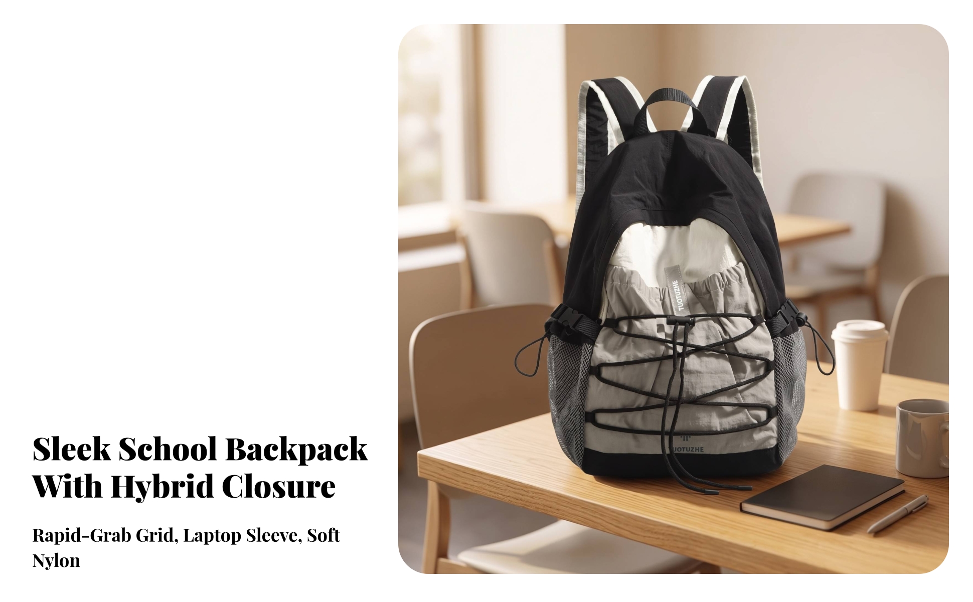 Nylonrucksack Sportlich Rucksack mit Kordelzugtasche Verstellbar für Studenten