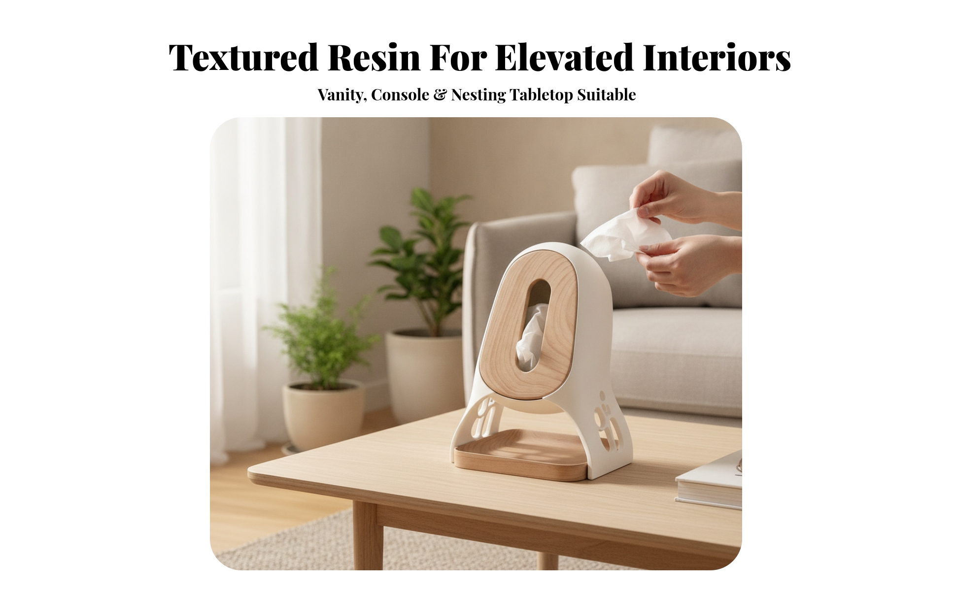 Tissue Box with Storage Tray Decorative for Living Room, Bathroom