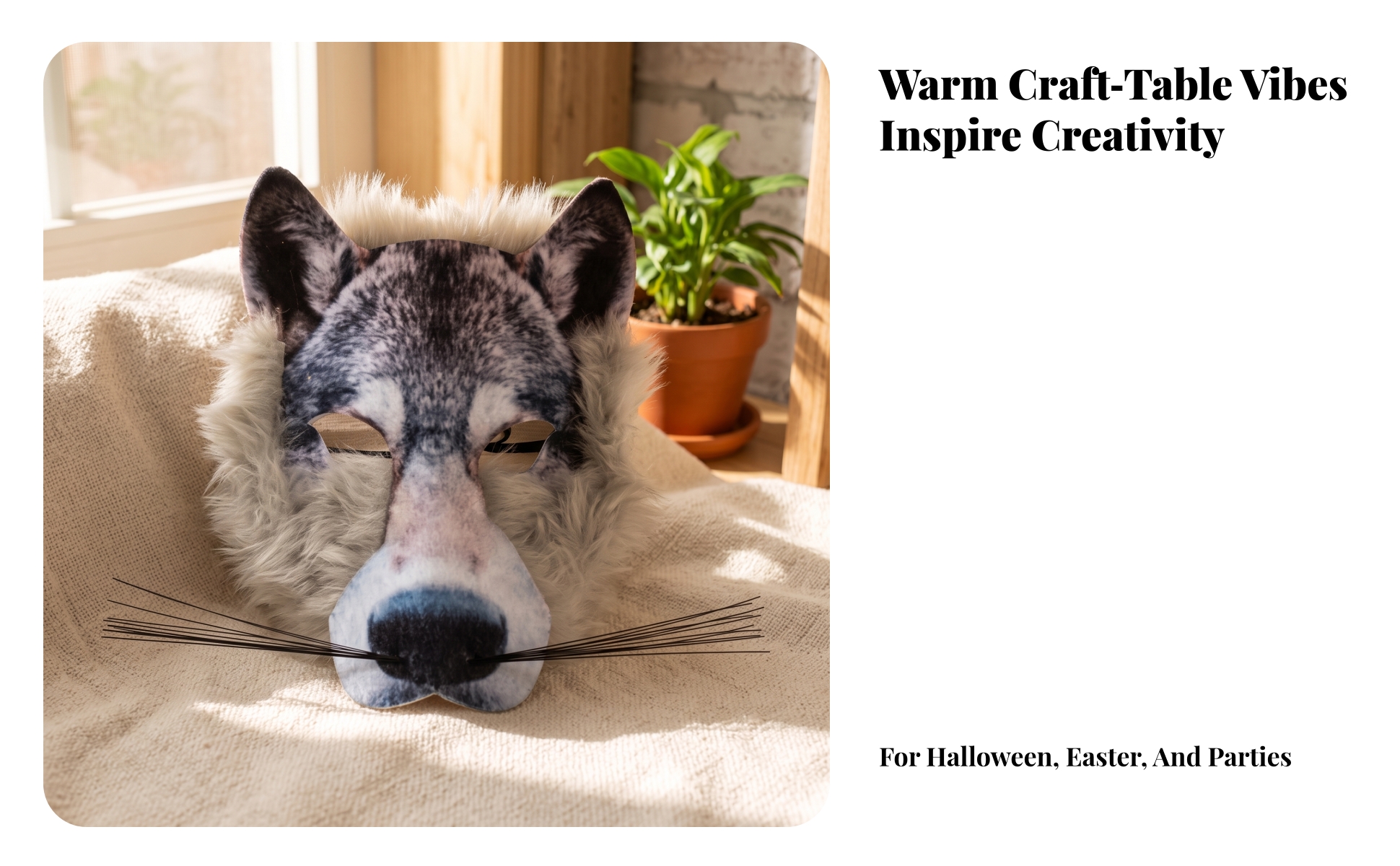 Animal Masquerade Mask Furry Animal Mask Soft-Textured for Cosplay, Photo Shoots