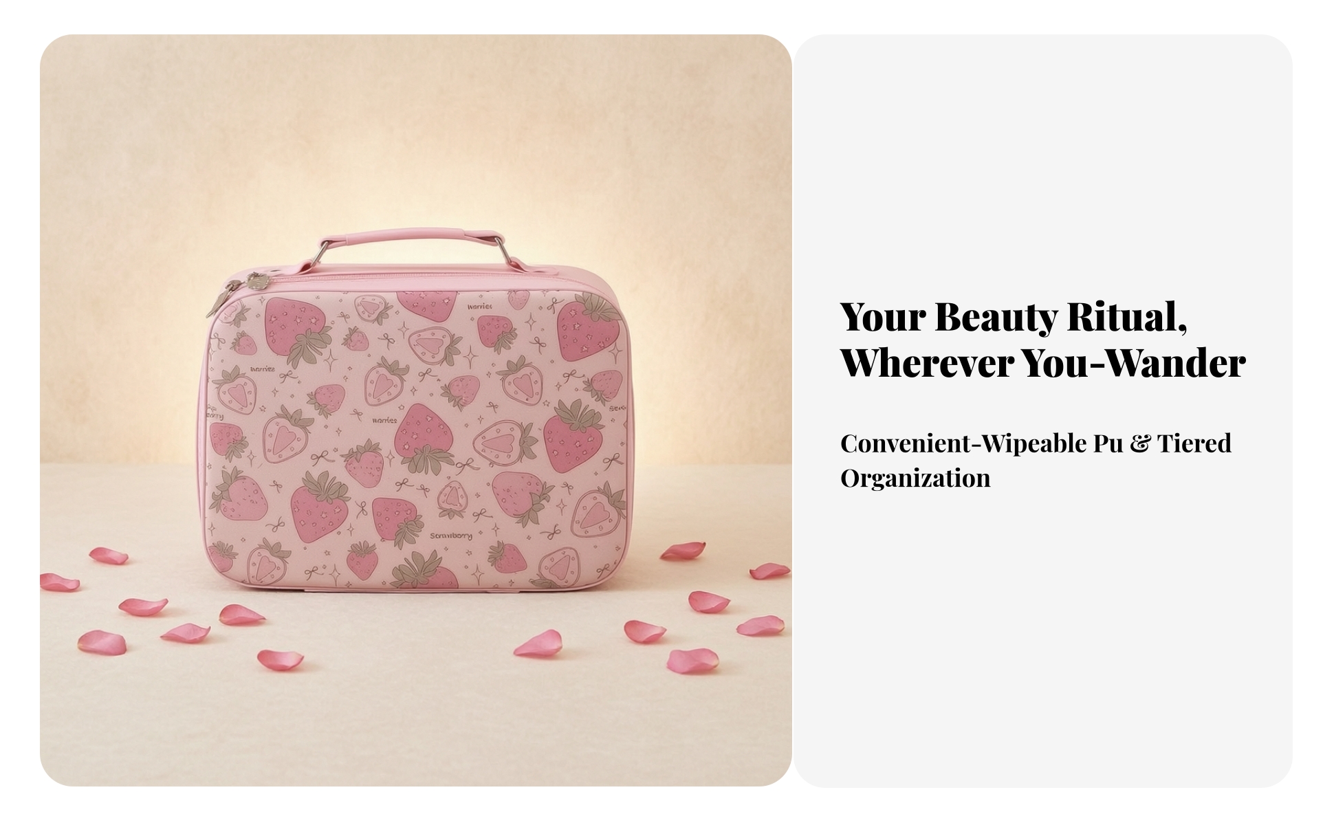 Cosmetic Case with Mirror Portable Makeup Bag with Mirror Hard-Shell for Travel
