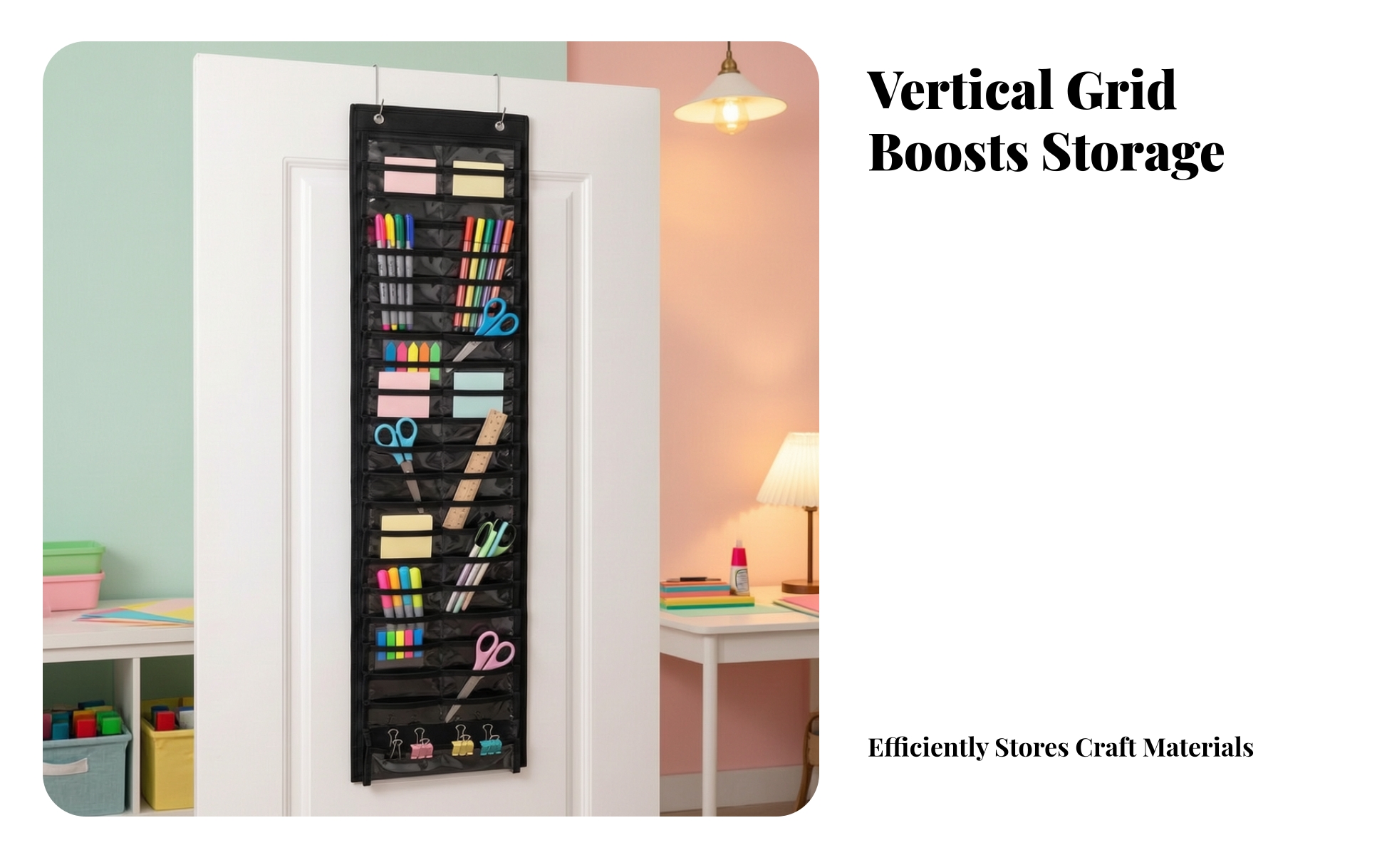 Wall Hanging Organizer with Pockets Transparent for Bedroom, Sewing Room