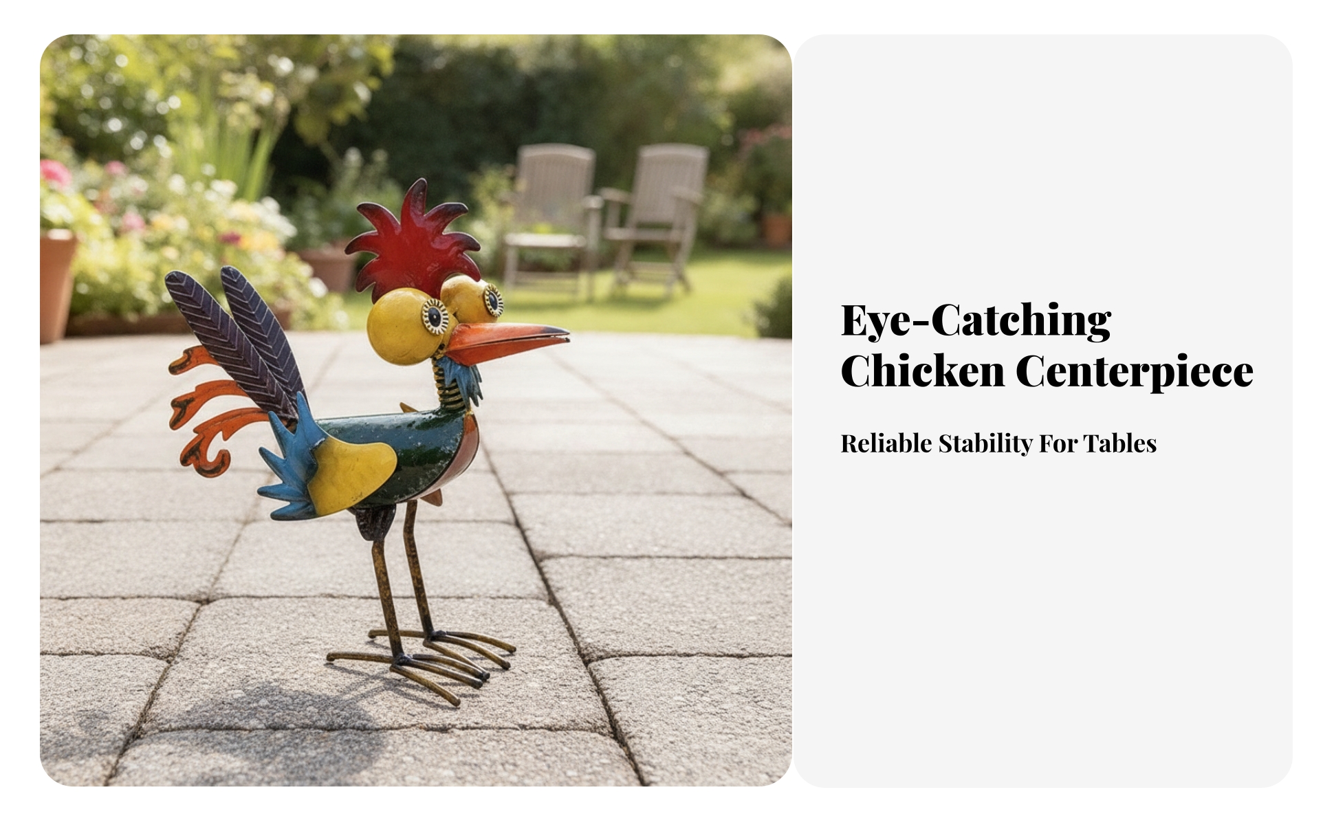 Metal Chicken Statue Outdoor Metal Chicken Sculpture Hand-Painted for Planter