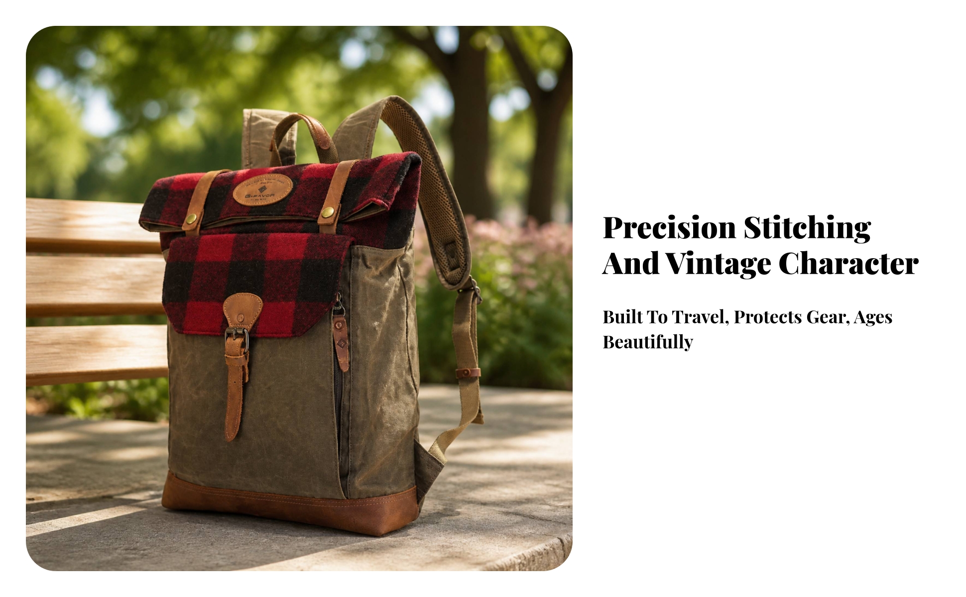 Canvas Backpack with Leather Trim Long-Lasting Canvas Backpack Comfortable
