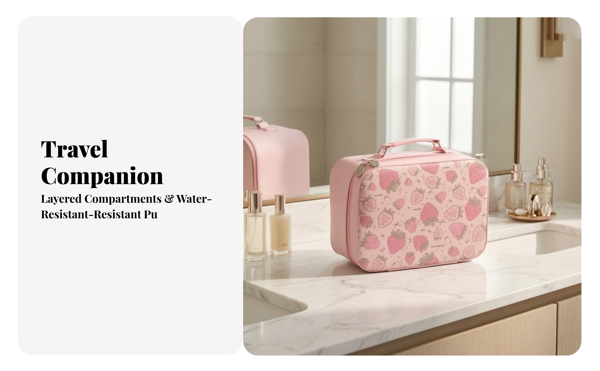 Cosmetic Case with Mirror Portable Makeup Bag with Mirror Hard-Shell for Travel