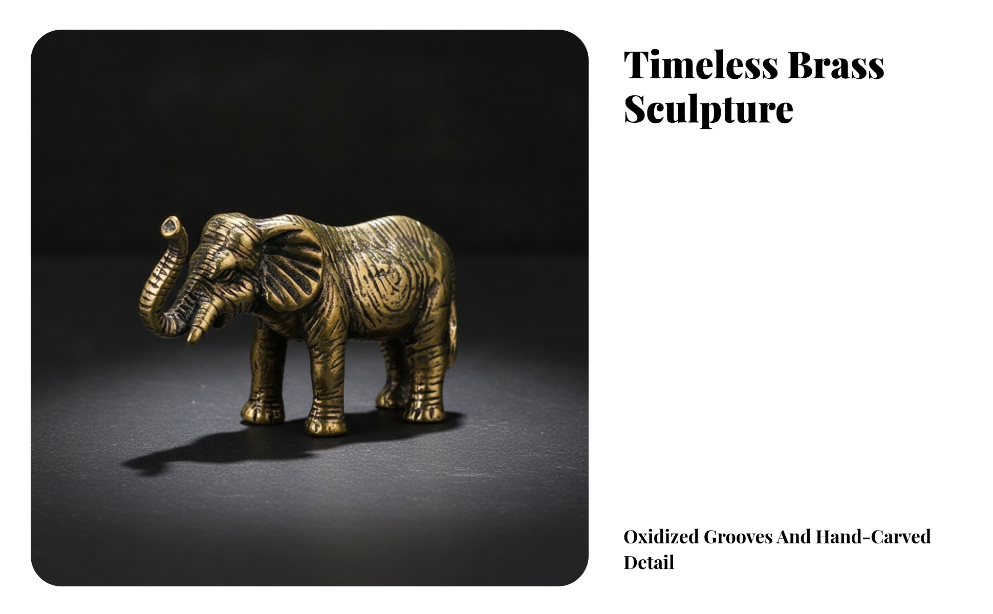 Elephant Figurine with Raised Trunk Antique-Style Brass Elephant Figurine