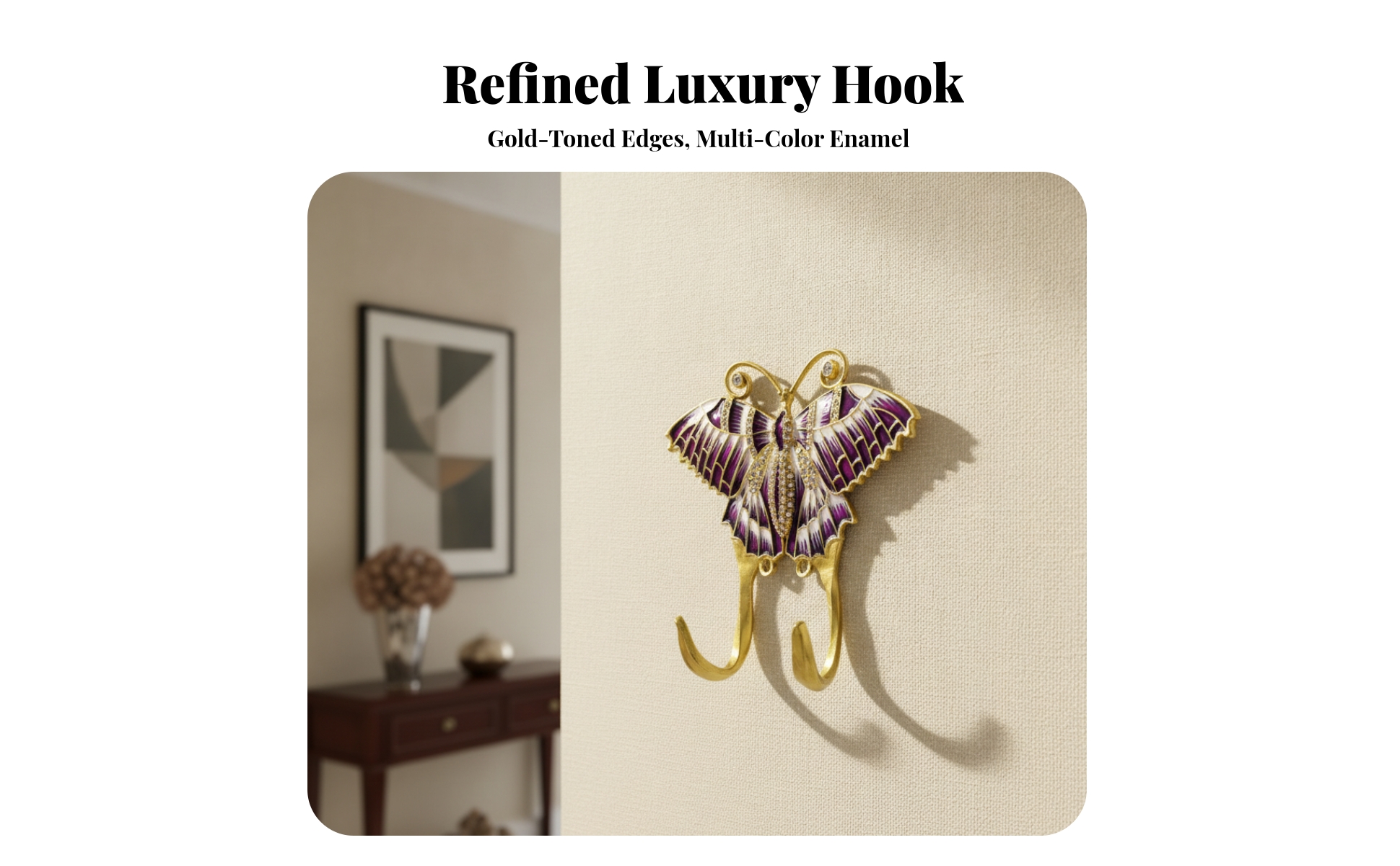 Butterfly Wall Hook Gold-Tone Butterfly Wall Hanger Elegant for Entryway, Closet