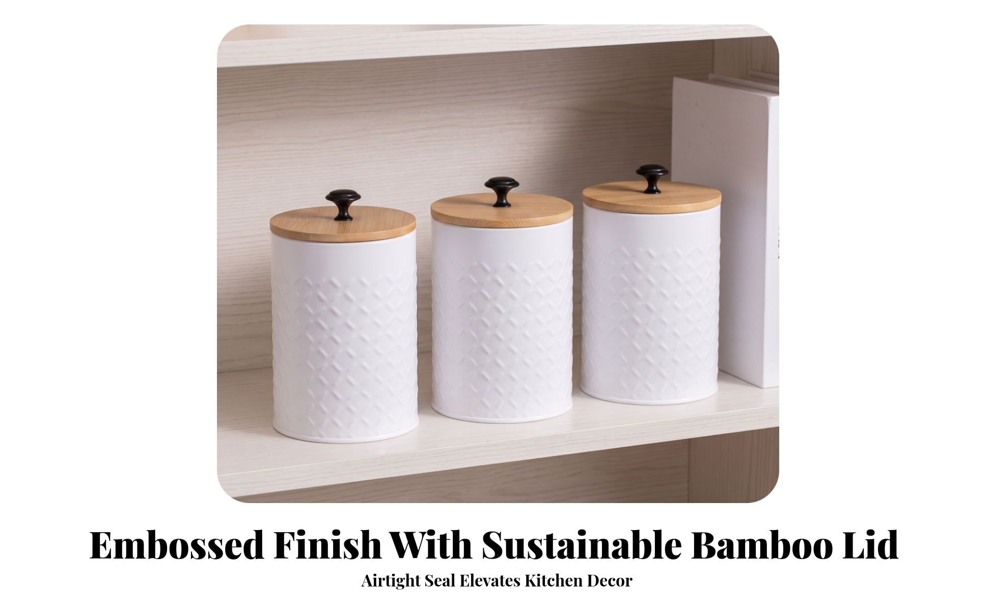 3 Pieces Kitchen Canister Set Stylish Canisters with Bamboo Lids Modern
