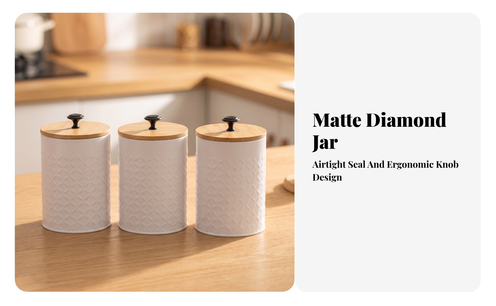 3 Pieces Kitchen Canister Set Stylish Canisters with Bamboo Lids Modern