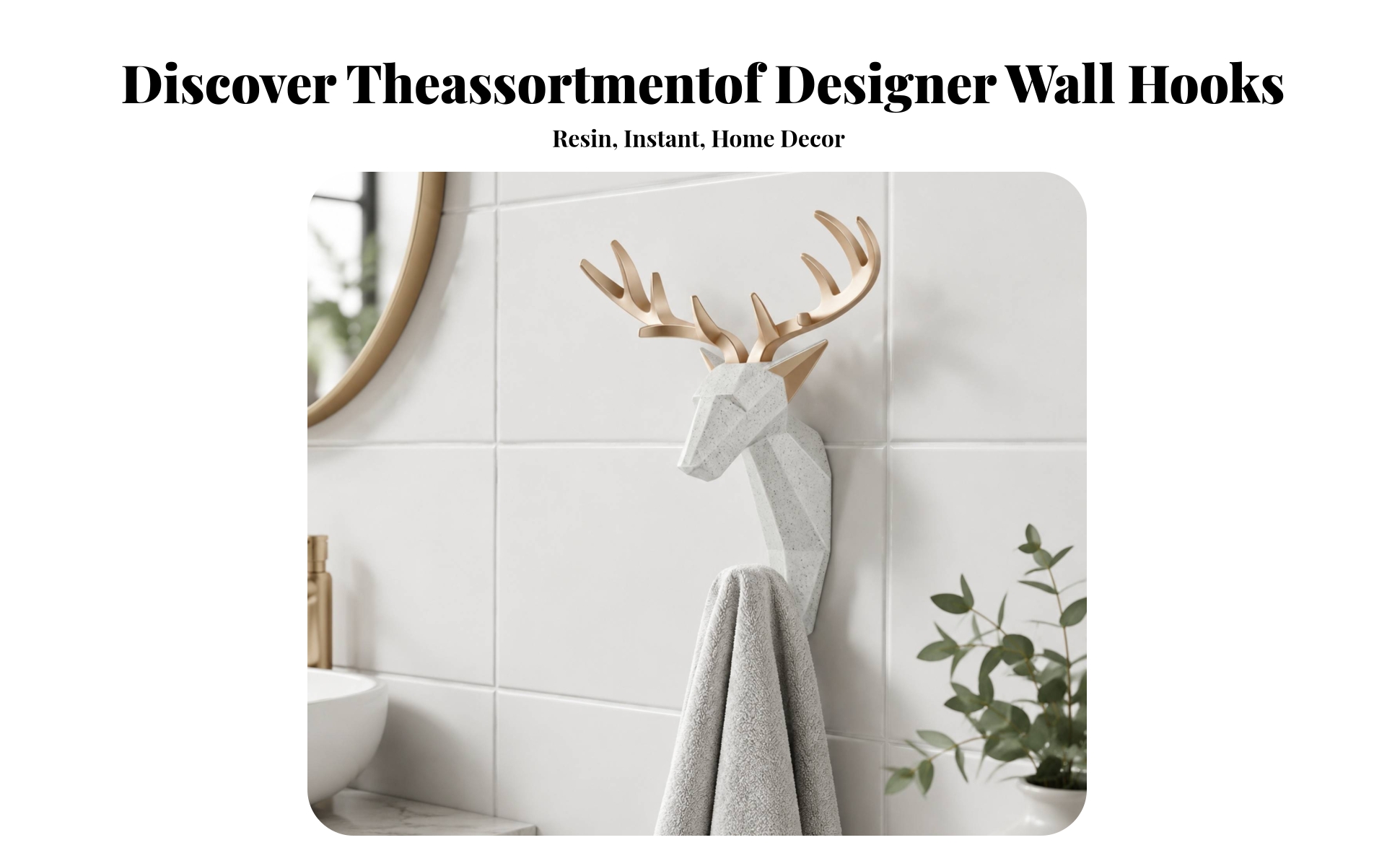 Faceted Deer Head Wall Hook Decorative for Entryway, Behind Doors