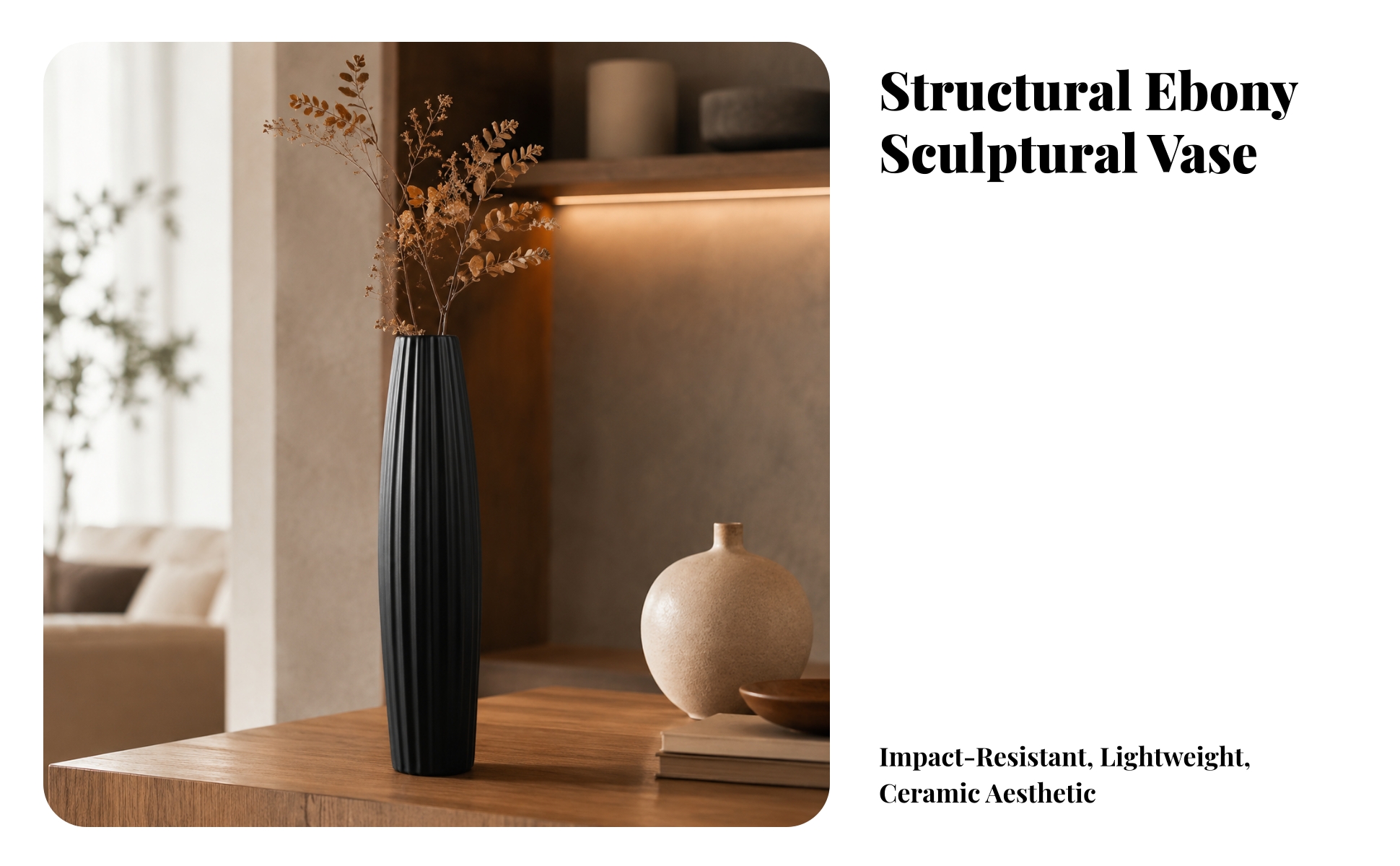Blow-Molded Floor Vase Nordic Style for Fortunate Bamboo Display, Reading Nook