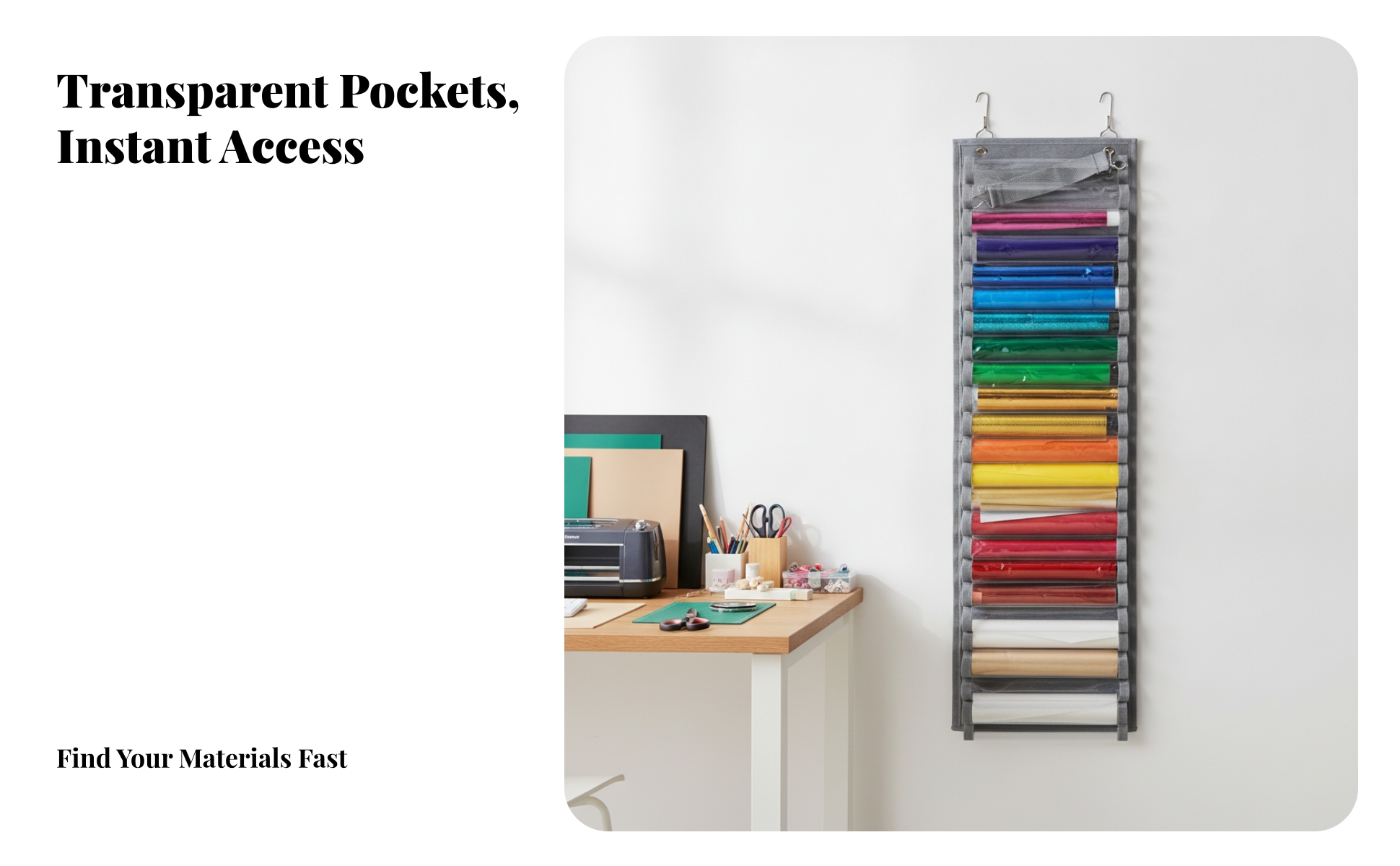 Wall Hanging Organizer with Pockets Transparent for Bedroom, Sewing Room