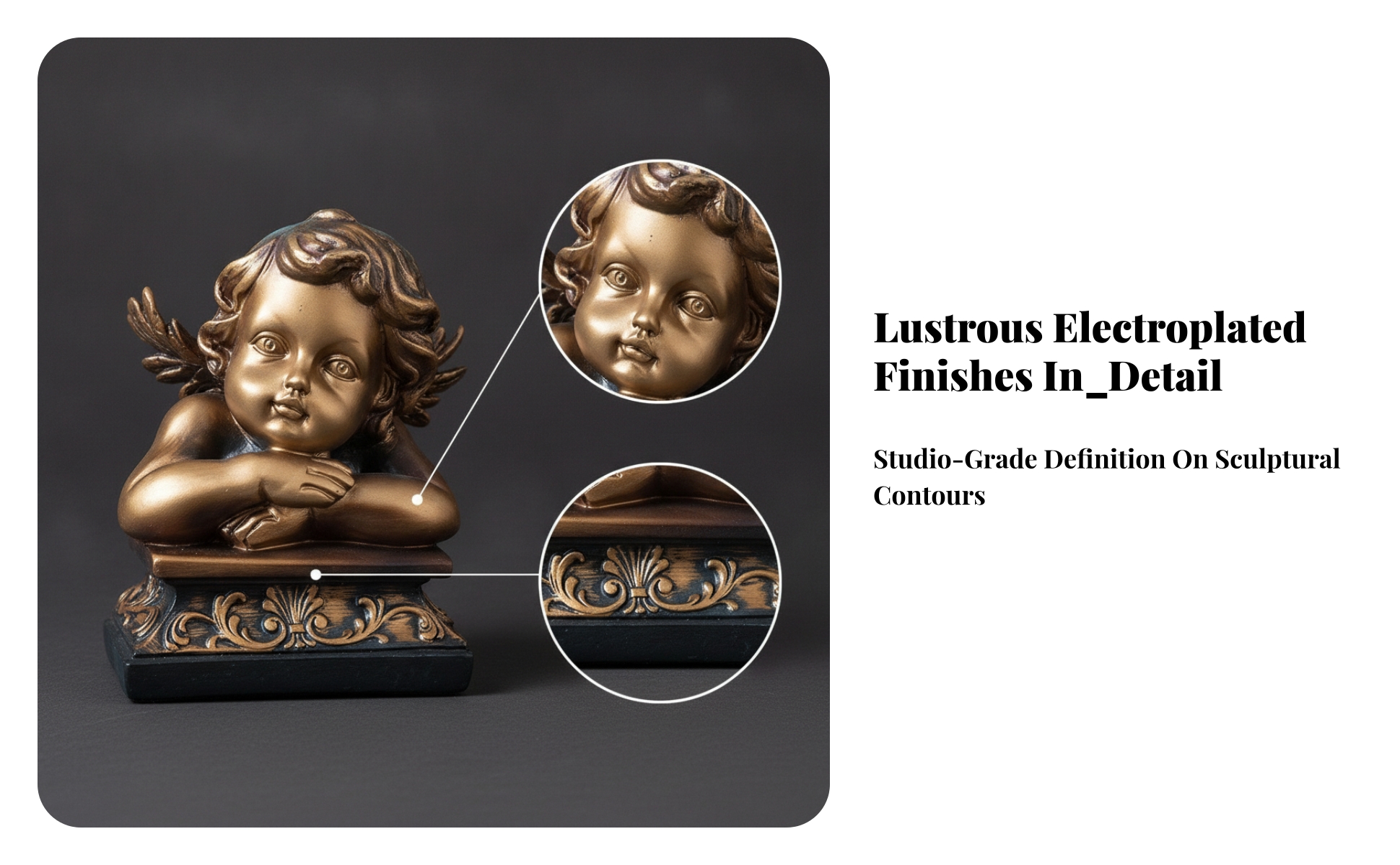 Resin Angel Figurine with Metallic-lookLook Surface Freestanding